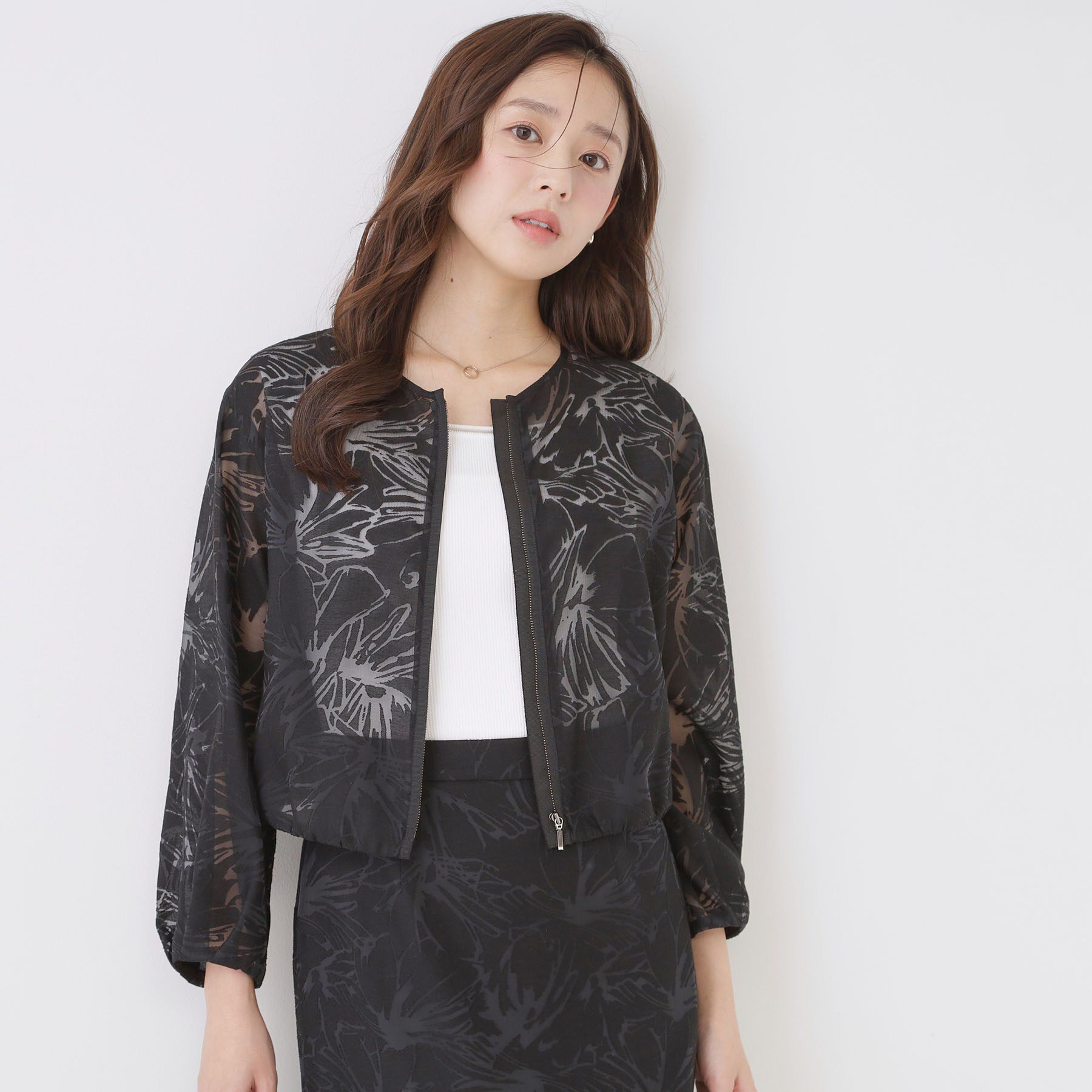 COUP DE CHANCE「【手洗い可／日本製／／セットアップ可】オパール花柄ブルゾン」|ブルゾン・スタジャン|