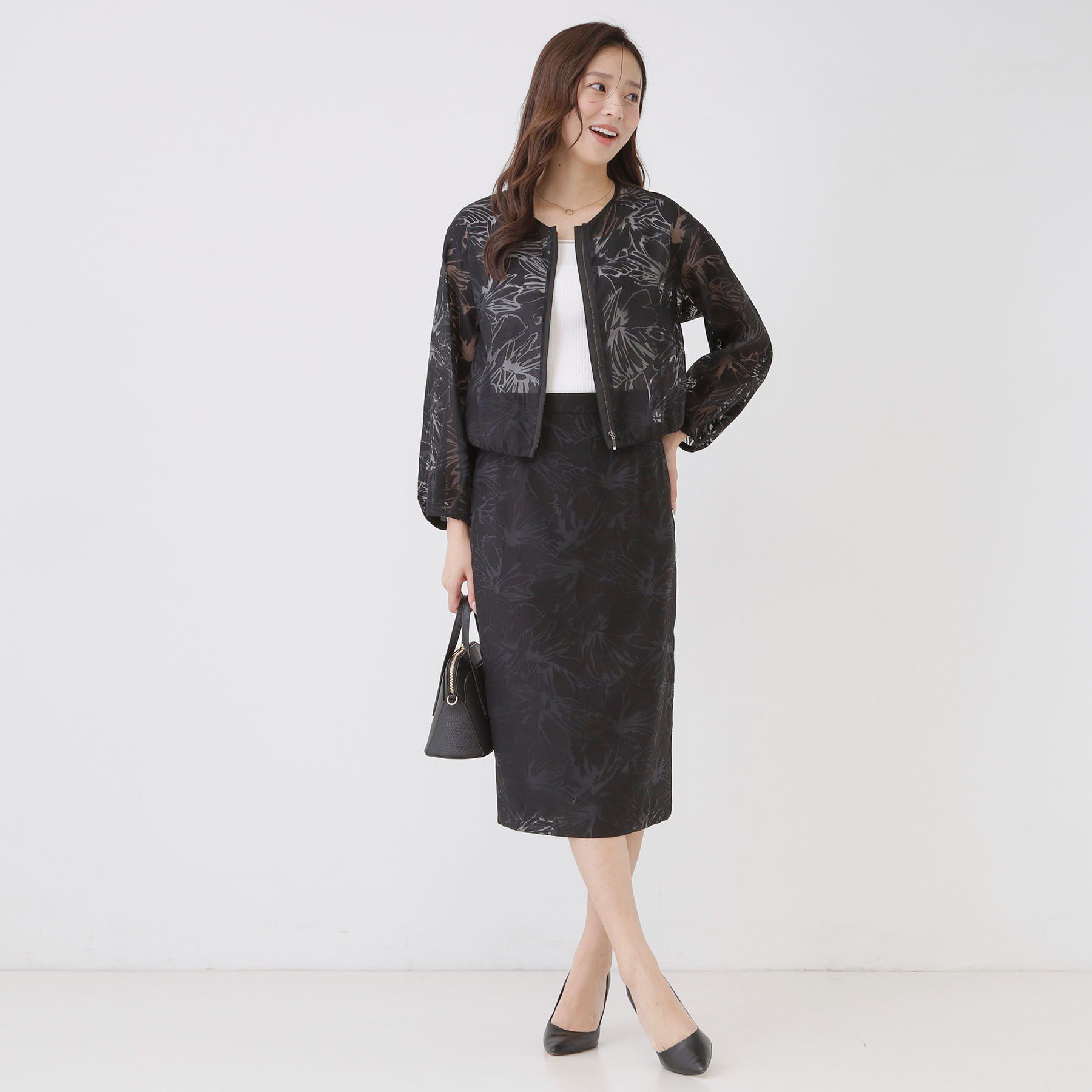 COUP DE CHANCE「【手洗い可／日本製／／セットアップ可】オパール花柄ブルゾン」|ブルゾン・スタジャン|