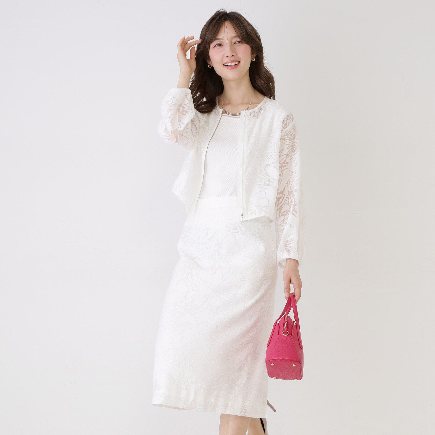 COUP DE CHANCE「【手洗い可／日本製／／セットアップ可】オパール花柄ブルゾン」|ブルゾン・スタジャン|