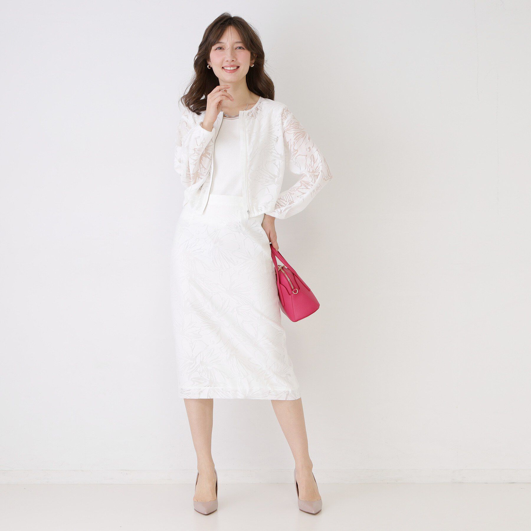 COUP DE CHANCE「【手洗い可／日本製／／セットアップ可】オパール花柄ブルゾン」|ブルゾン・スタジャン|