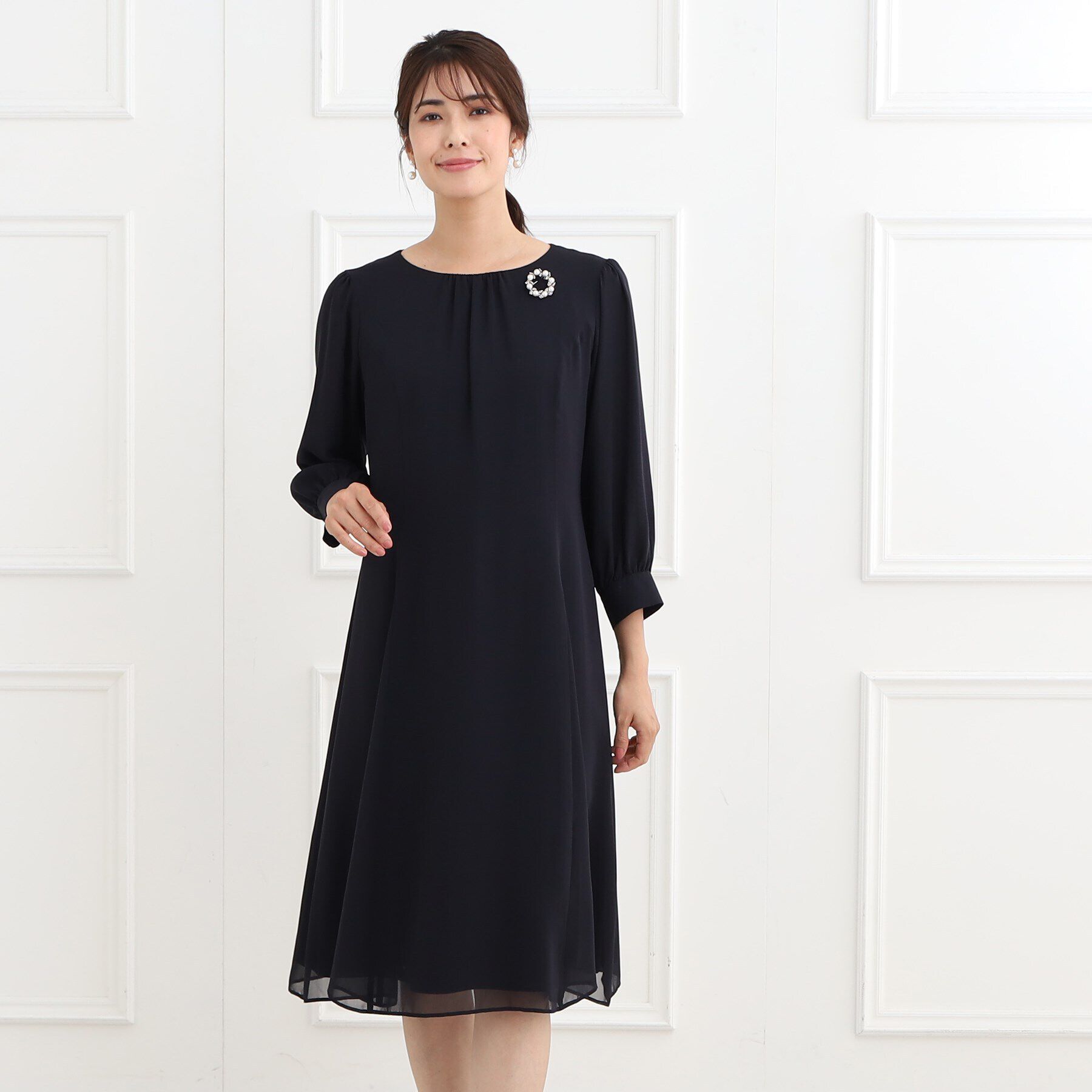 Reflect「【フォーマル/洗える】フィット＆フレアジョーゼットワンピース」|ワンピース|