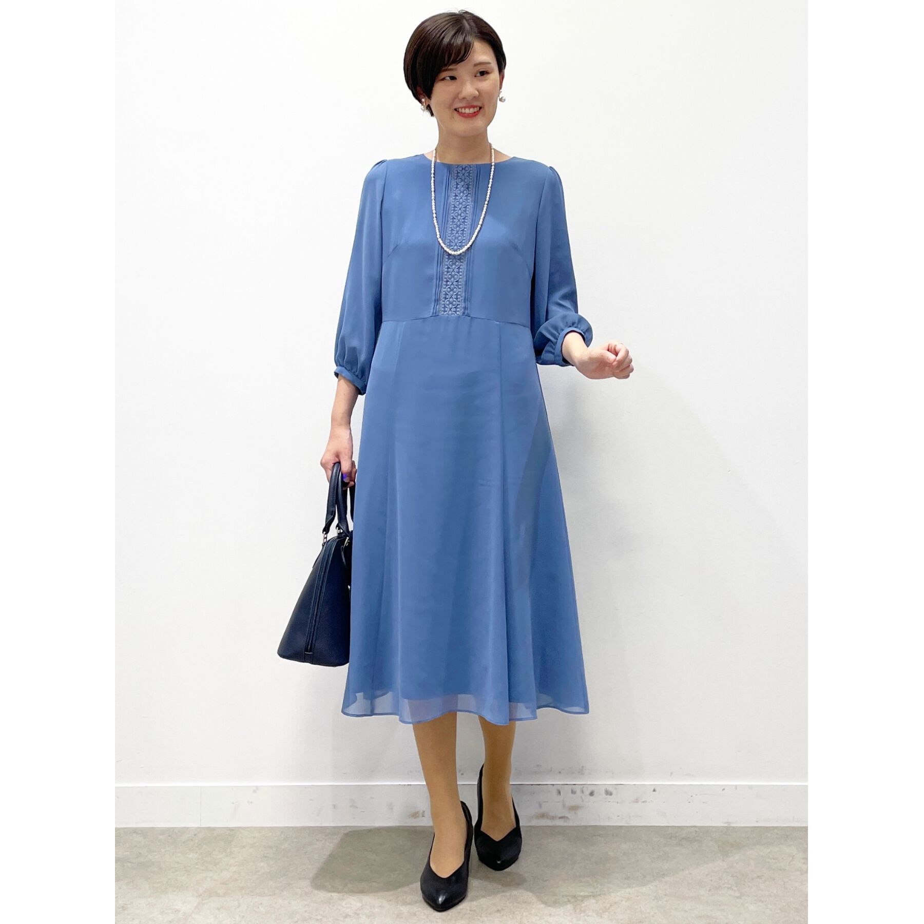 Reflect「【フォーマル/洗える】フロントレースジョーゼットワンピース」|ワンピース|