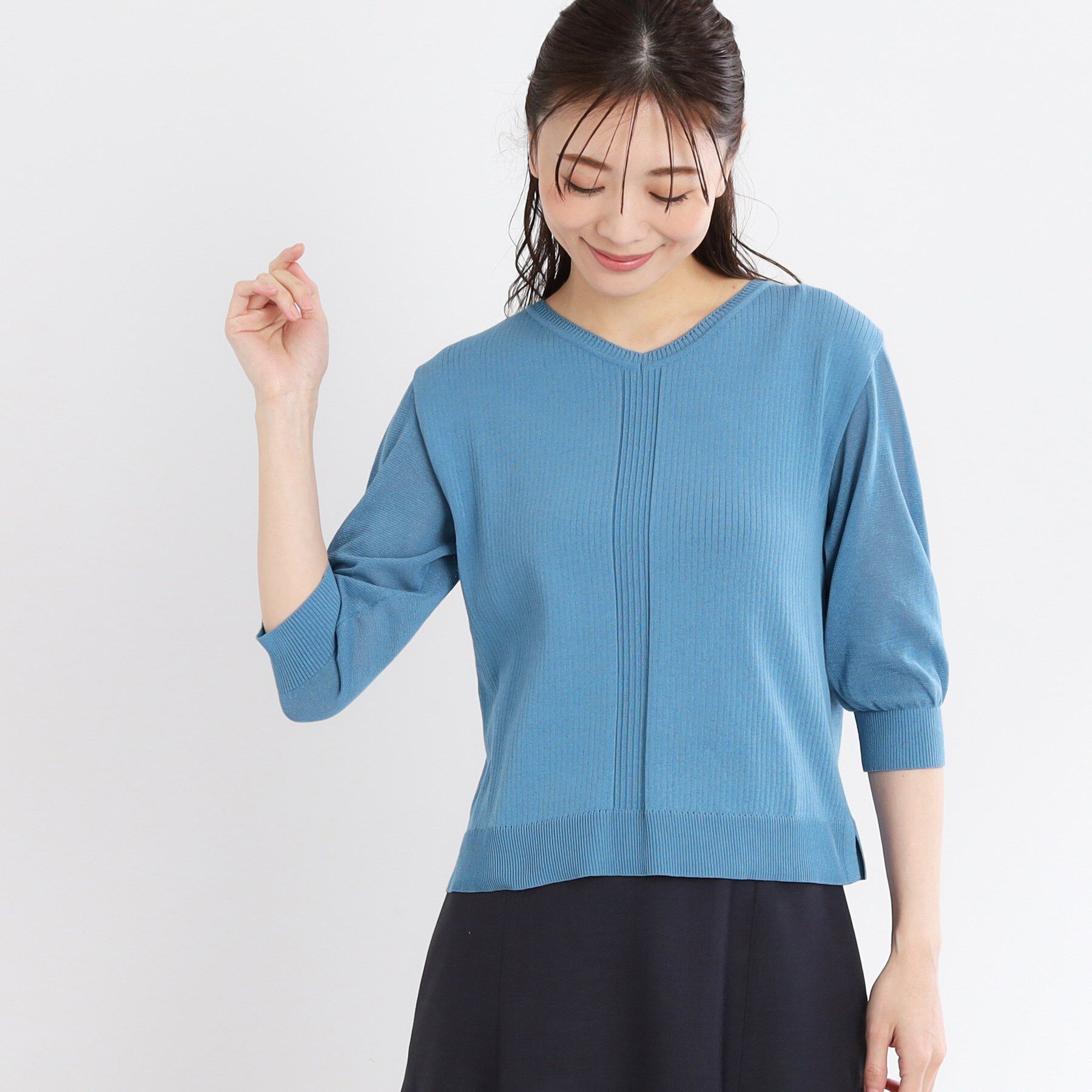 Reflect「【WEB先行カラーあり／手洗い可】透かし柄デザインニット」|ニット・セーター|