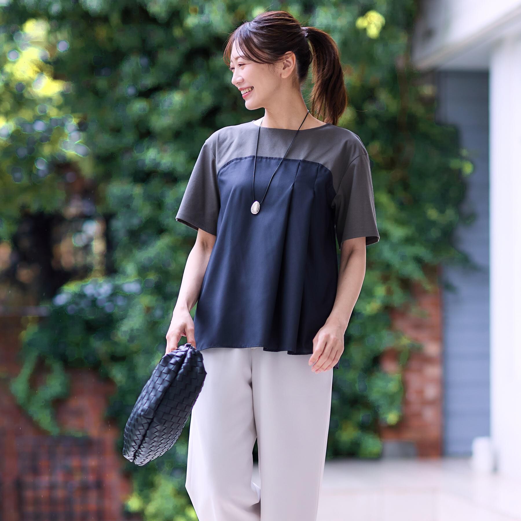 Reflect「【マシンウォッシュ可能】レイヤード風ジャージブラウス」|Tシャツ・カットソー|