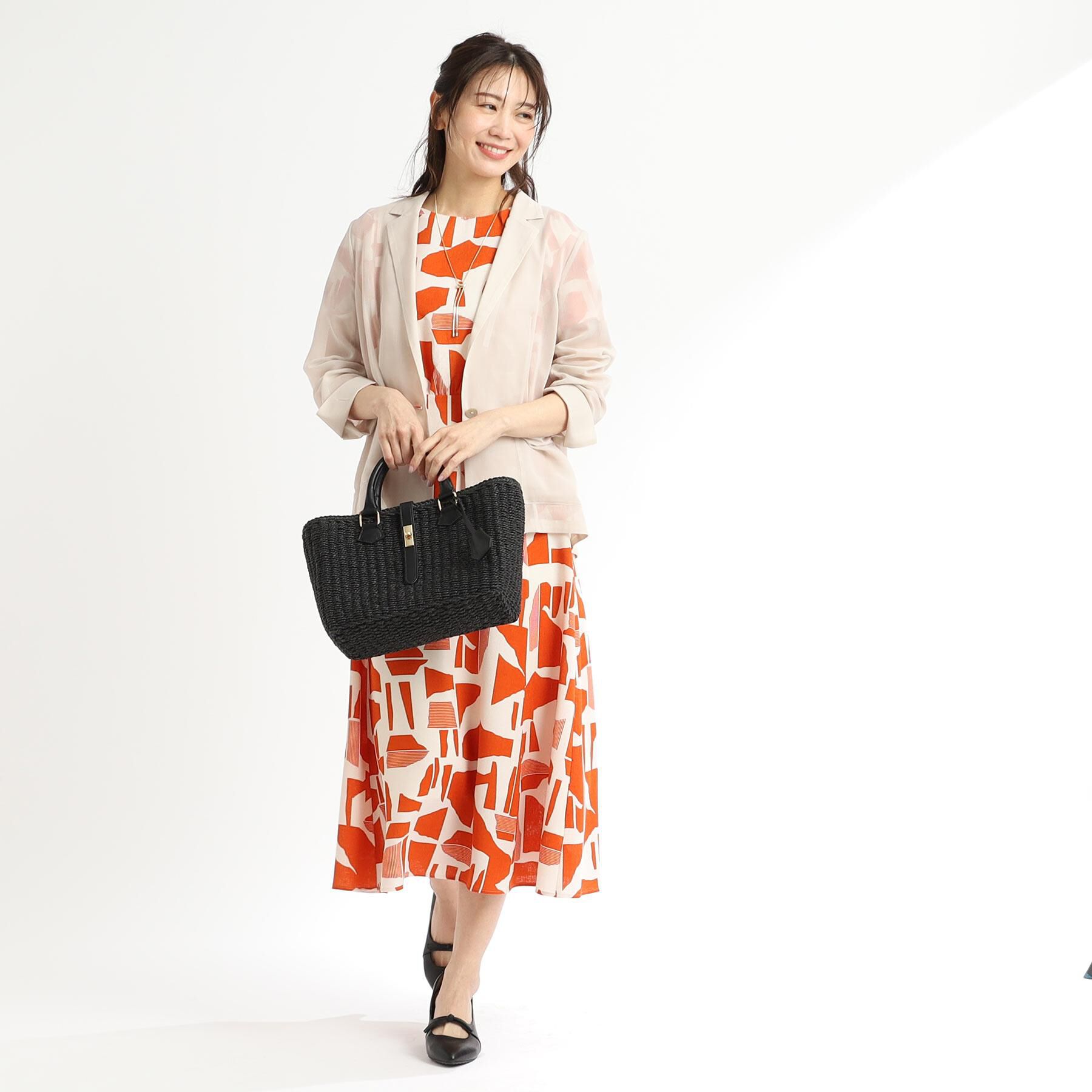 Reflect「【WEB先行カラーあり／マシンウォッシュ可】幾何モチーフプリントワンピース」|ワンピース|