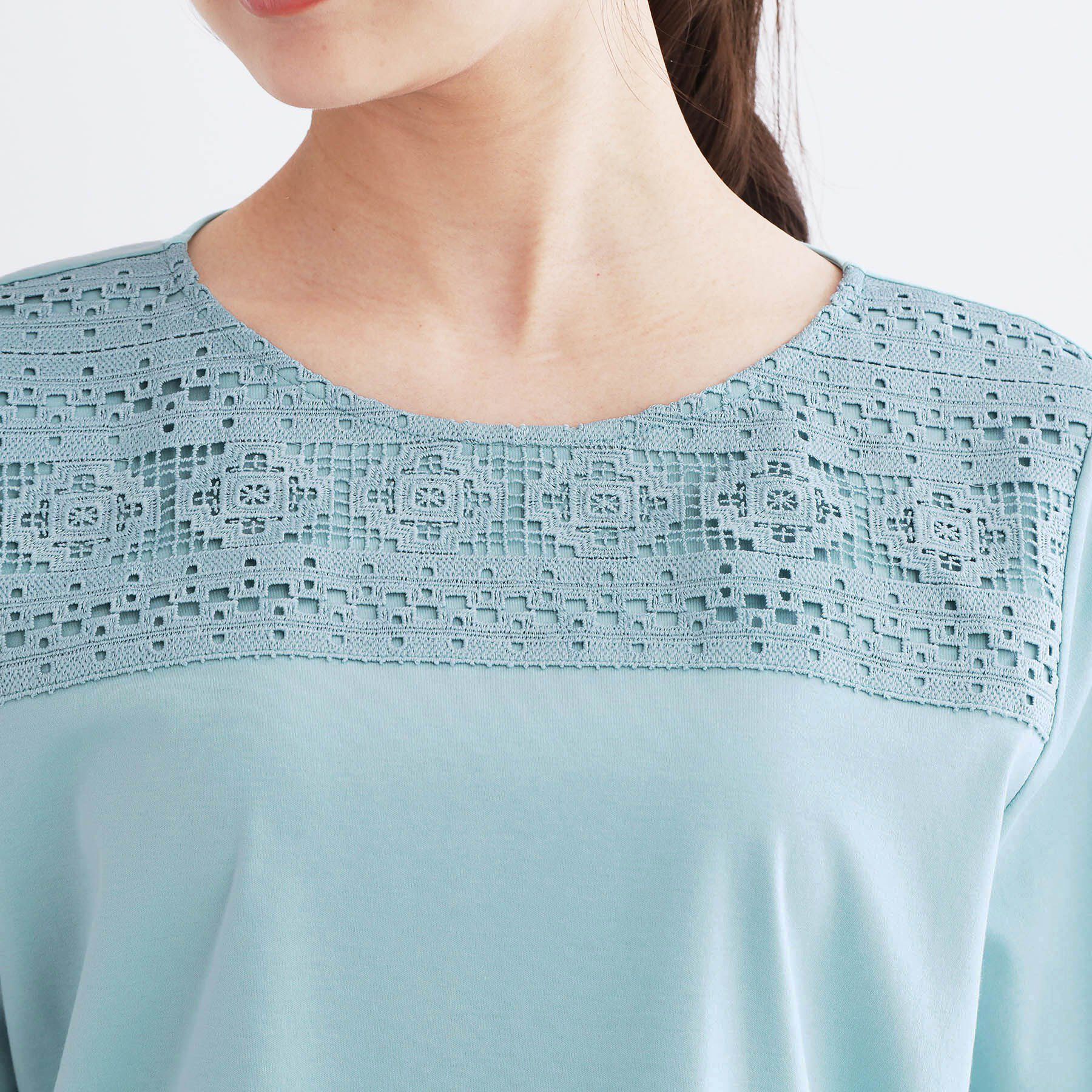 Reflect「【手洗い可】レースデザインジャージTシャツ」|Tシャツ・カットソー|