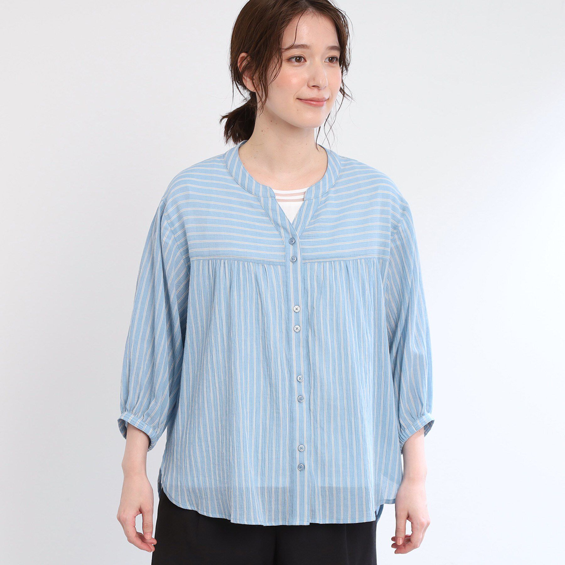 Reflect「【手洗い可／羽織りでも◎】ストライプブラウス」|シャツ・ブラウス|
