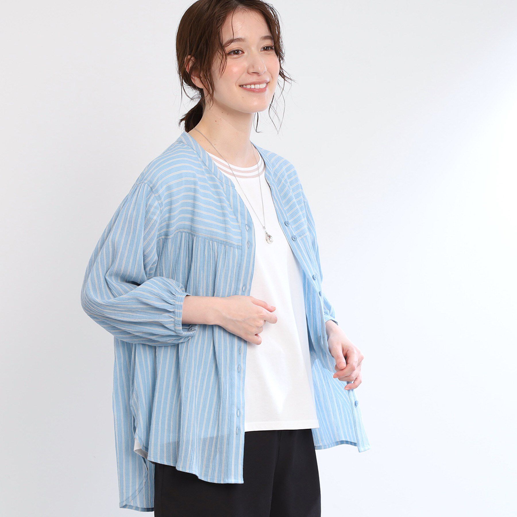 Reflect「【手洗い可／羽織りでも◎】ストライプブラウス」|シャツ・ブラウス|