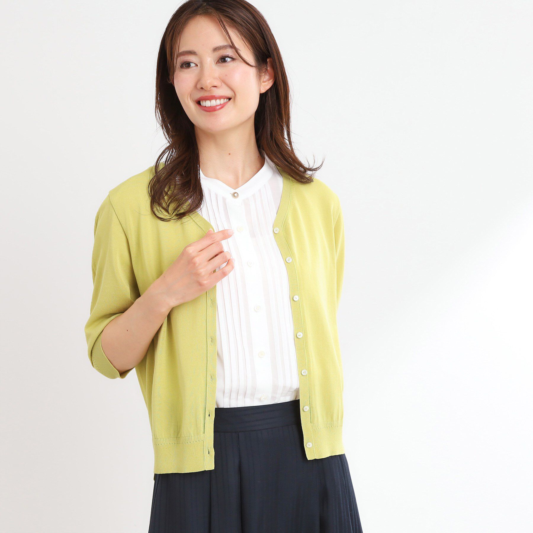 Reflect「【WEB先行カラーあり／手洗い可】六分袖カーディガン」|カーディガン|