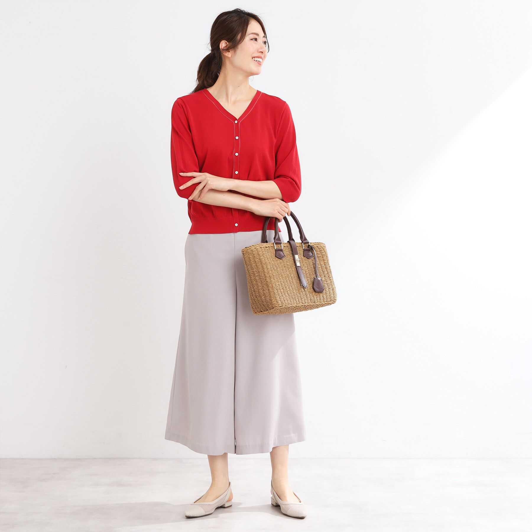 Reflect「【WEB先行カラーあり／手洗い可】六分袖カーディガン」|カーディガン|