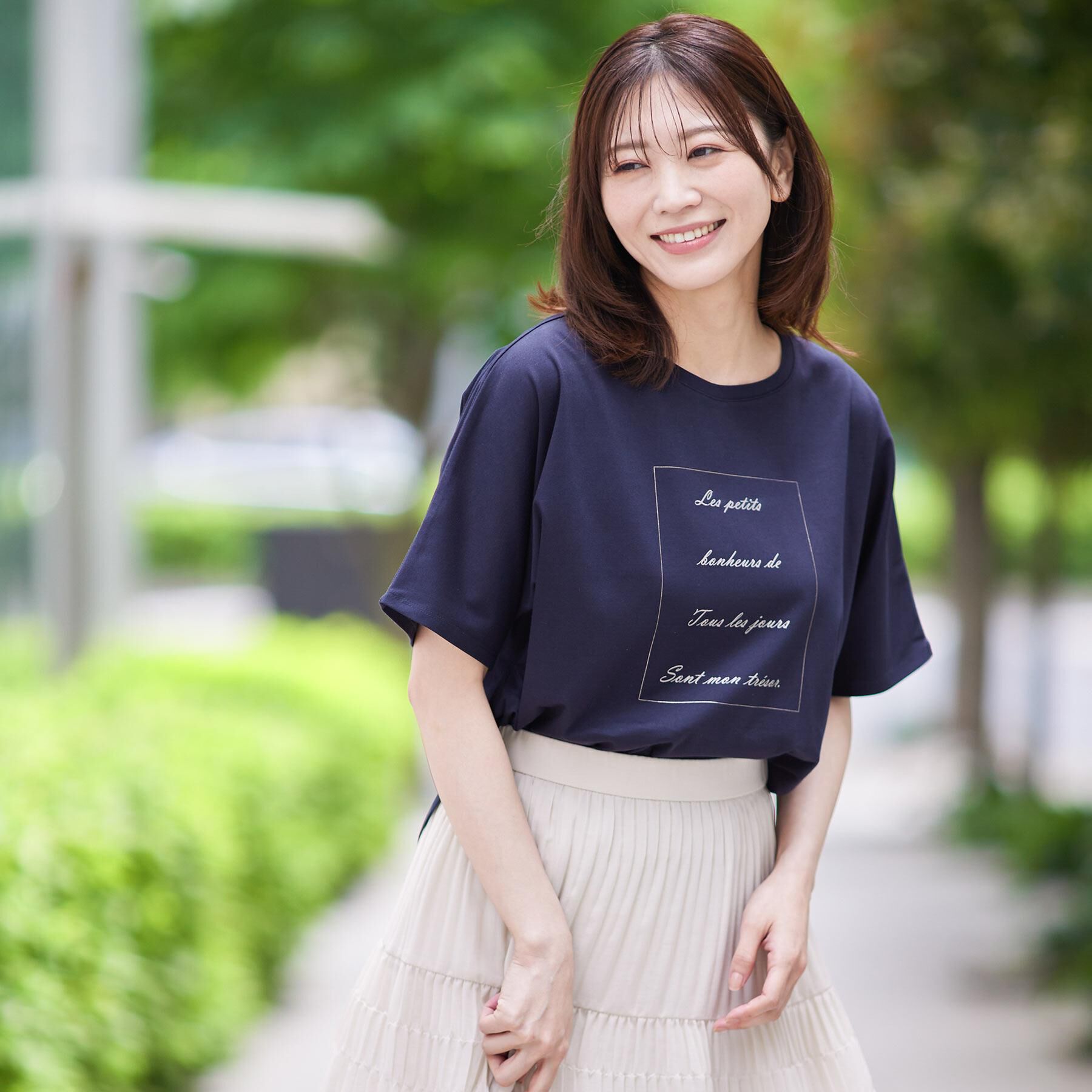 Reflect「【UVカット／接触冷感／マシンウォッシュ可】ドルマンスリーブロゴTシャツ」|Tシャツ・カットソー|ネイビー(094)