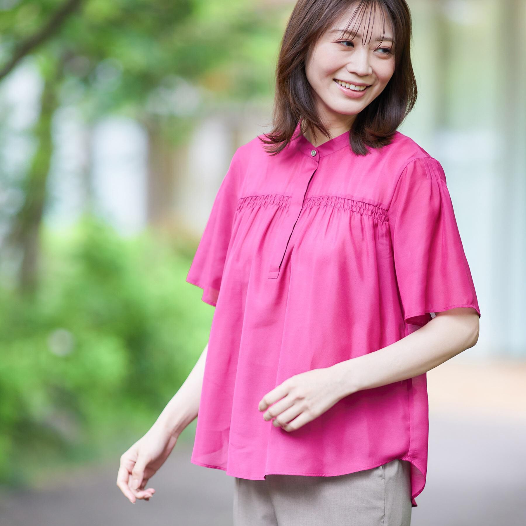 Reflect「【選べる5色◎／マシンウォッシュ可】シャーリングデザインブラウス」|シャツ・ブラウス|