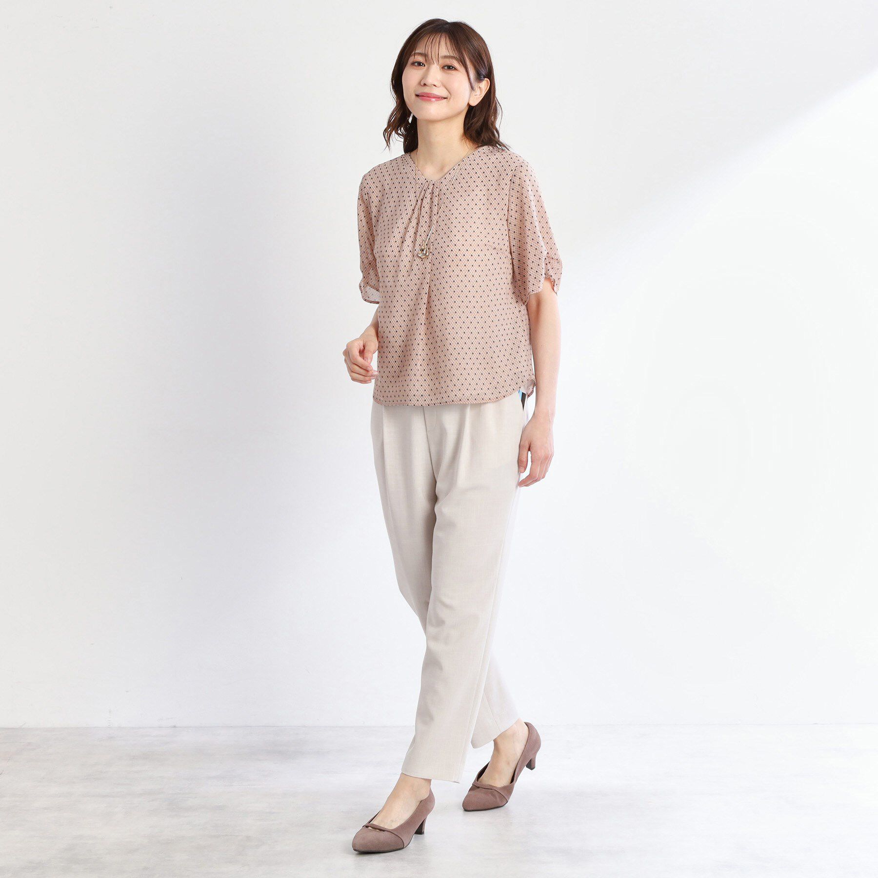 Reflect「【マシンウォッシュ可／セットアップ可】コツキ柄プリントブラウス」|シャツ・ブラウス|