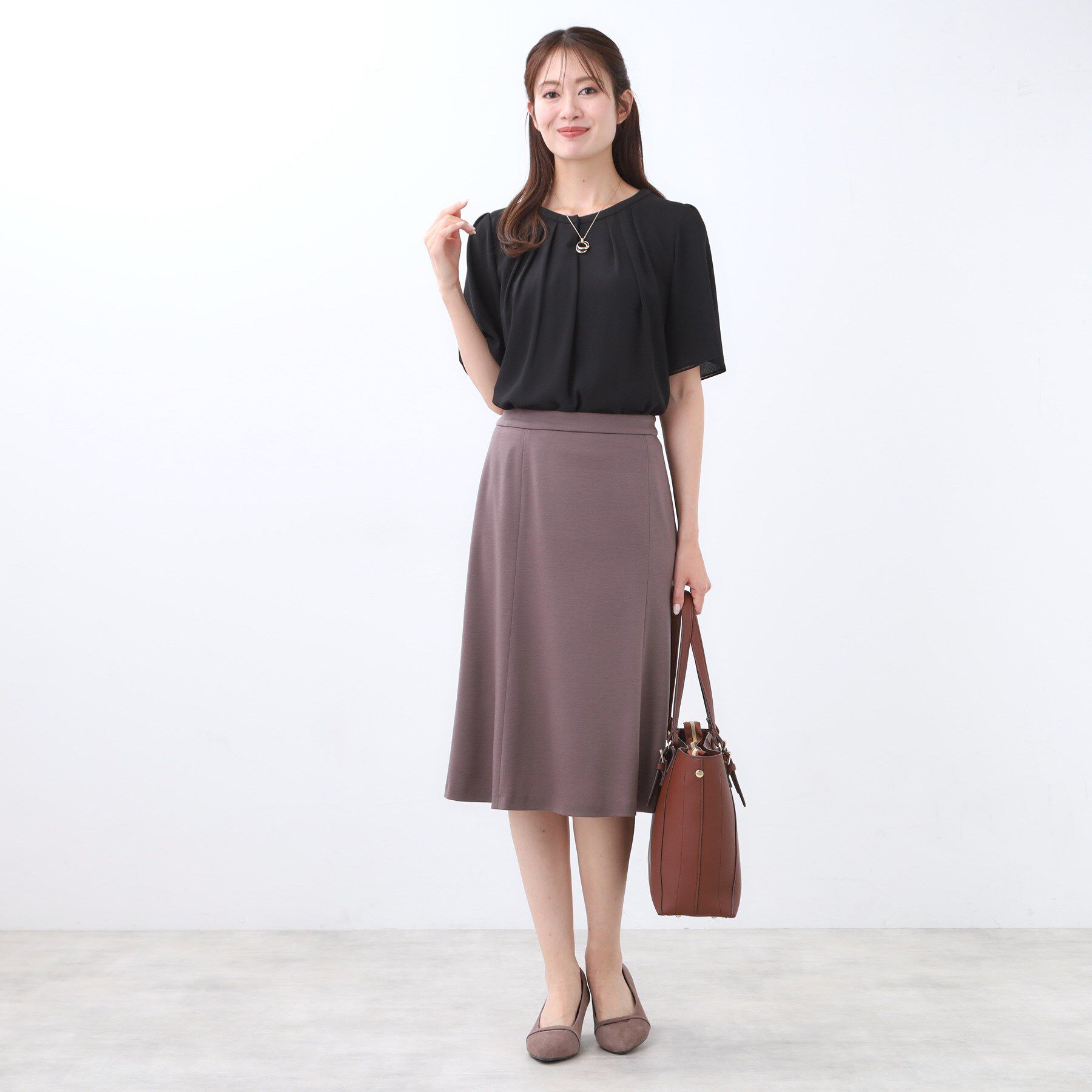 Reflect「【一枚着で着映え◎／ジャケットのインナーにも】フロント開きブラウス」|シャツ・ブラウス|