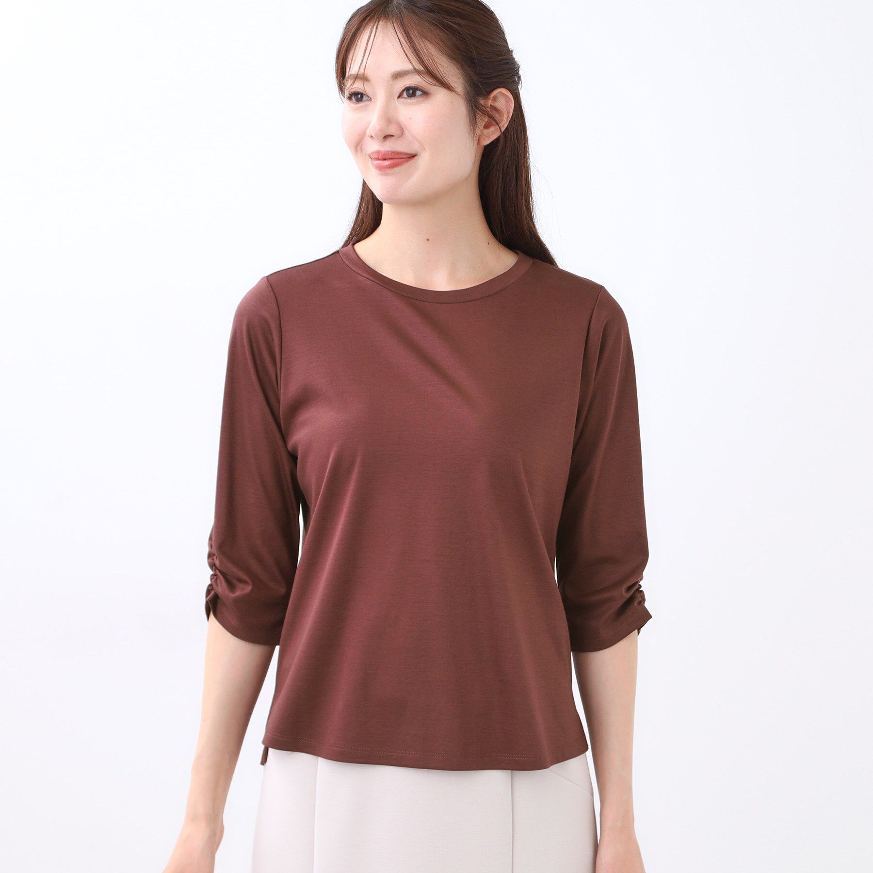 Reflect「【アウターを着てもすっきり／手洗い可／インナーにおすすめ◎】六分袖プルオーバージャージ」|Tシャツ・カットソー|