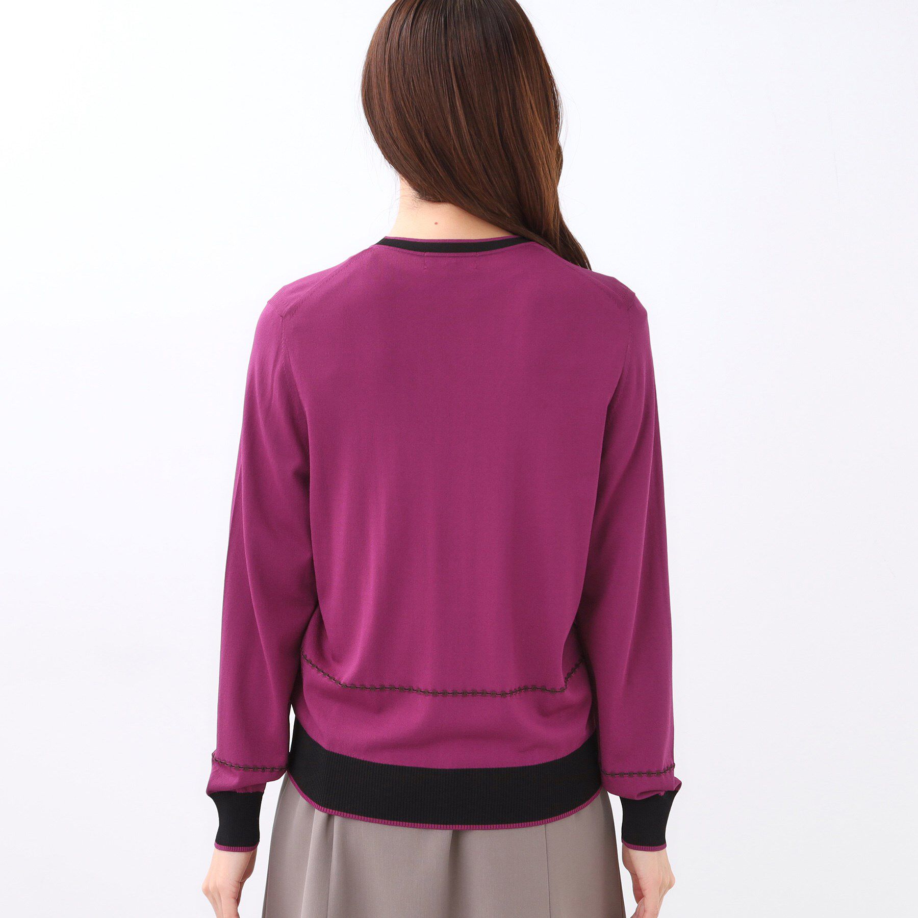 Reflect「【WEB先行カラーあり／手洗い可／アンサンブル可】バイカラーカーディガン」|カーディガン|