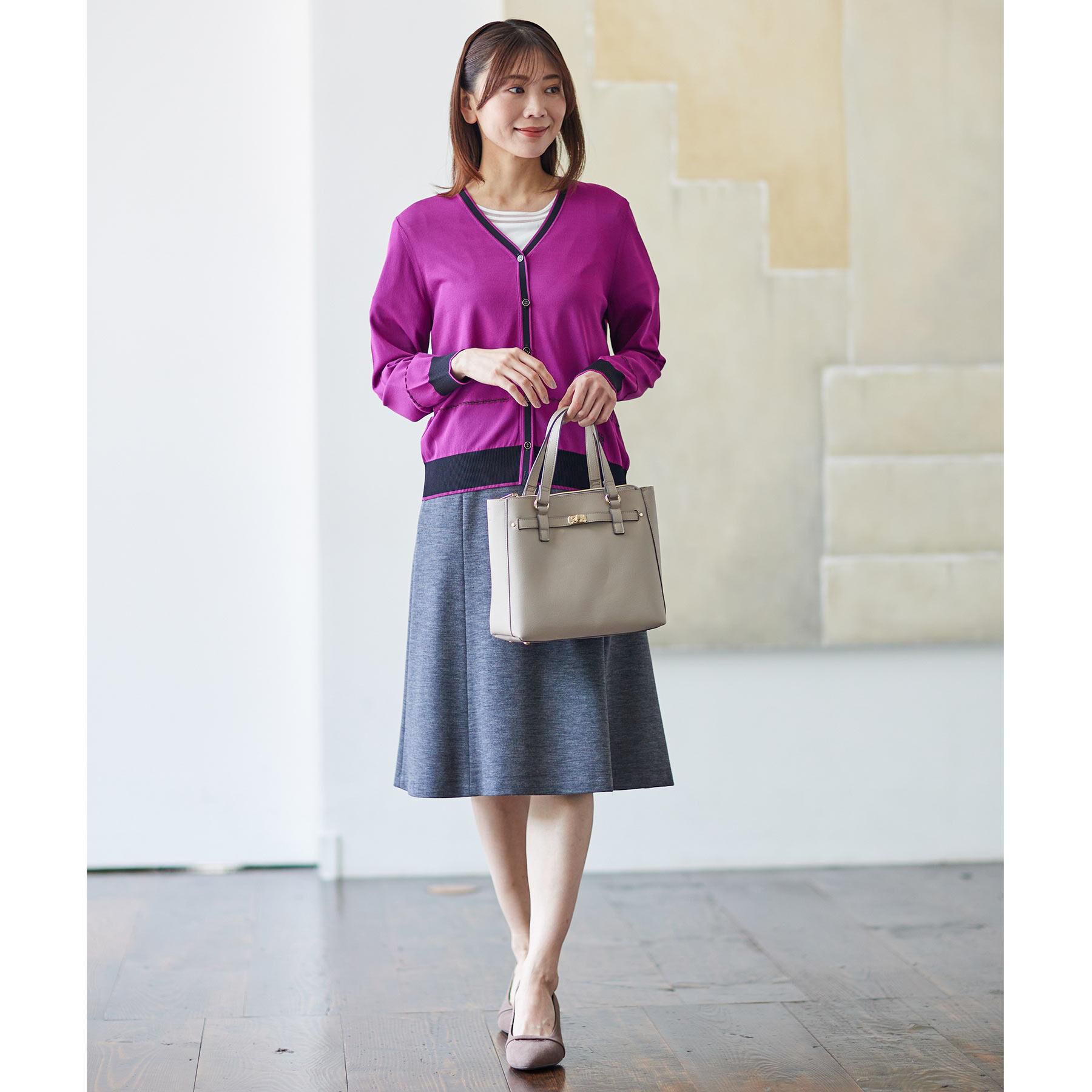 Reflect「【WEB先行カラーあり／手洗い可／アンサンブル可】バイカラーカーディガン」|カーディガン|