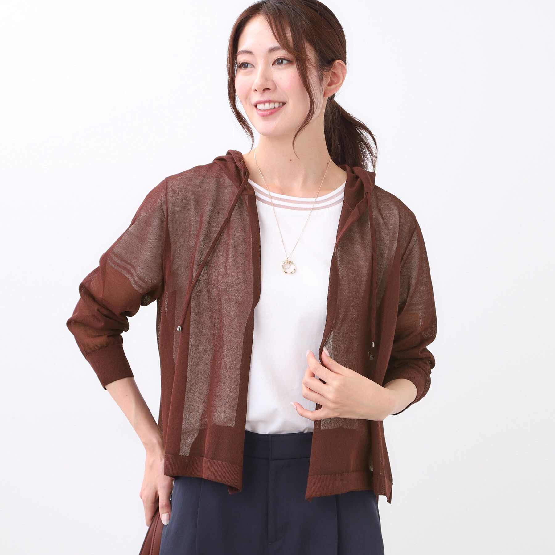 Reflect「【寒暖差対策に◎／手洗い可／旅行や通勤に】フード付きシアーカーディガン」|カーディガン|