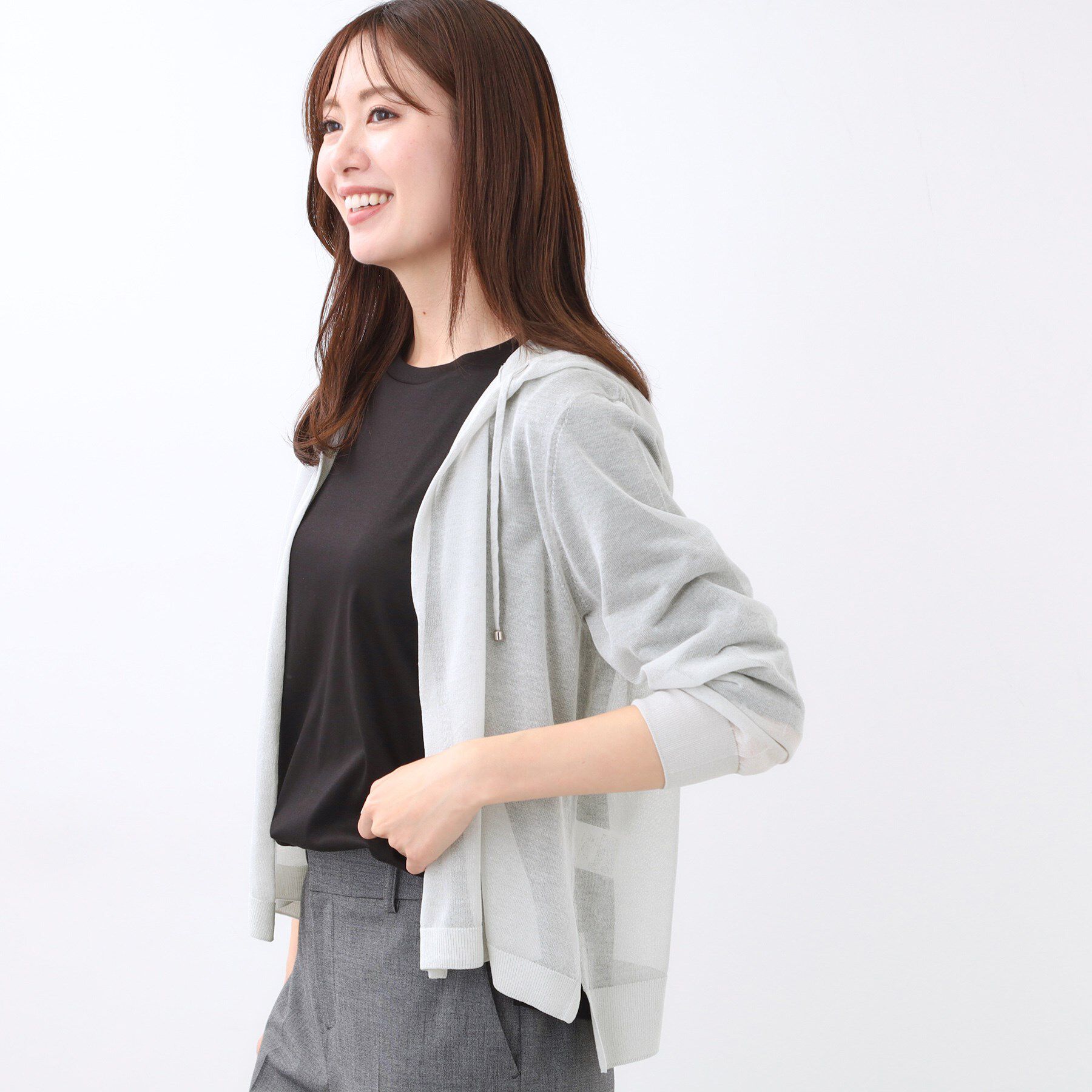 Reflect「【寒暖差対策に◎／手洗い可／旅行や通勤に】フード付きシアーカーディガン」|カーディガン|