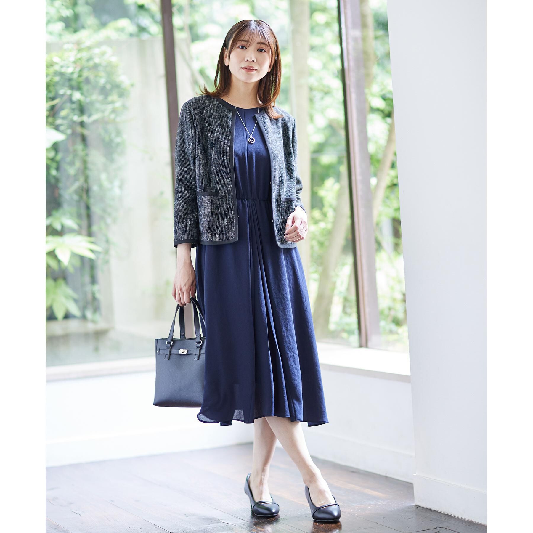 Reflect「【軽い着心地】メッシュツイードジャケット」|ノーカラージャケット|