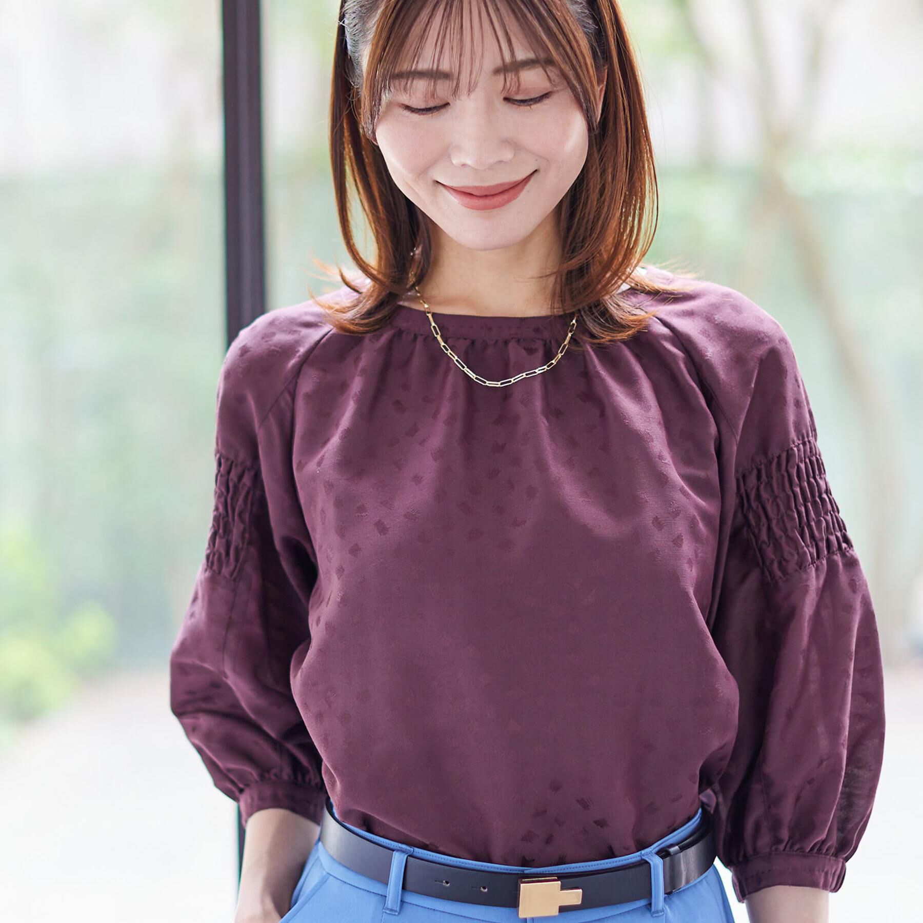 Reflect「【一枚で着映える◎】レオパード風ジャカードブラウス」|シャツ・ブラウス|