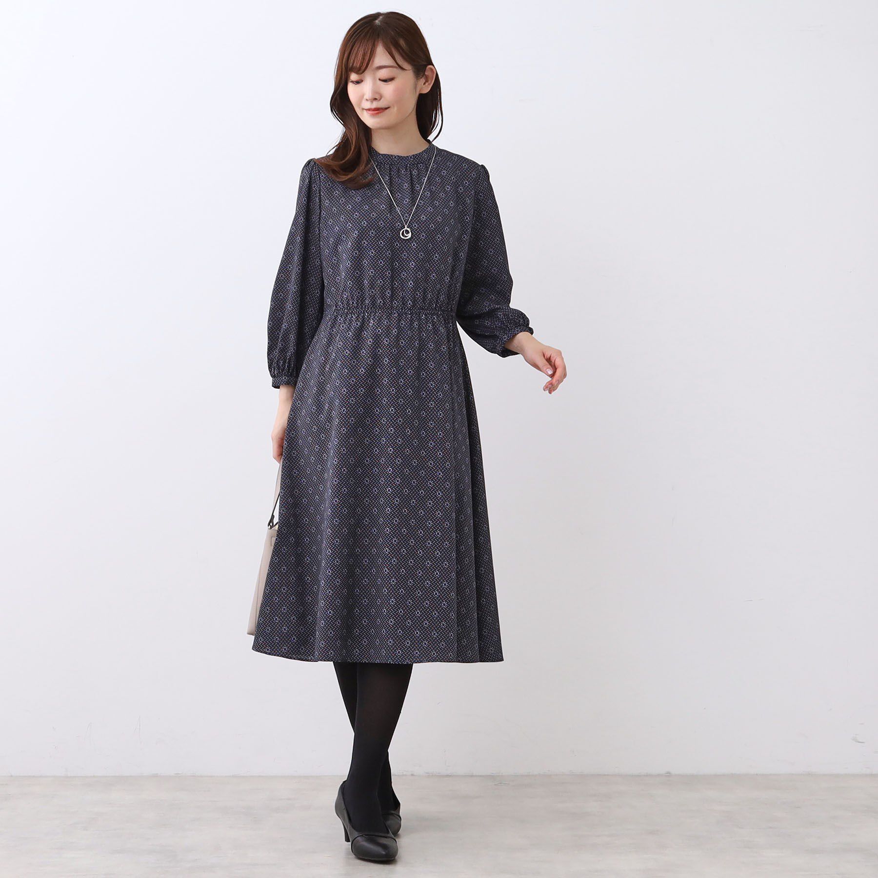 Reflect「【きちんと見え／通勤／セレモニーにおすすめ◎】ドット&times;ダイヤ柄ワンピース」|ワンピース|