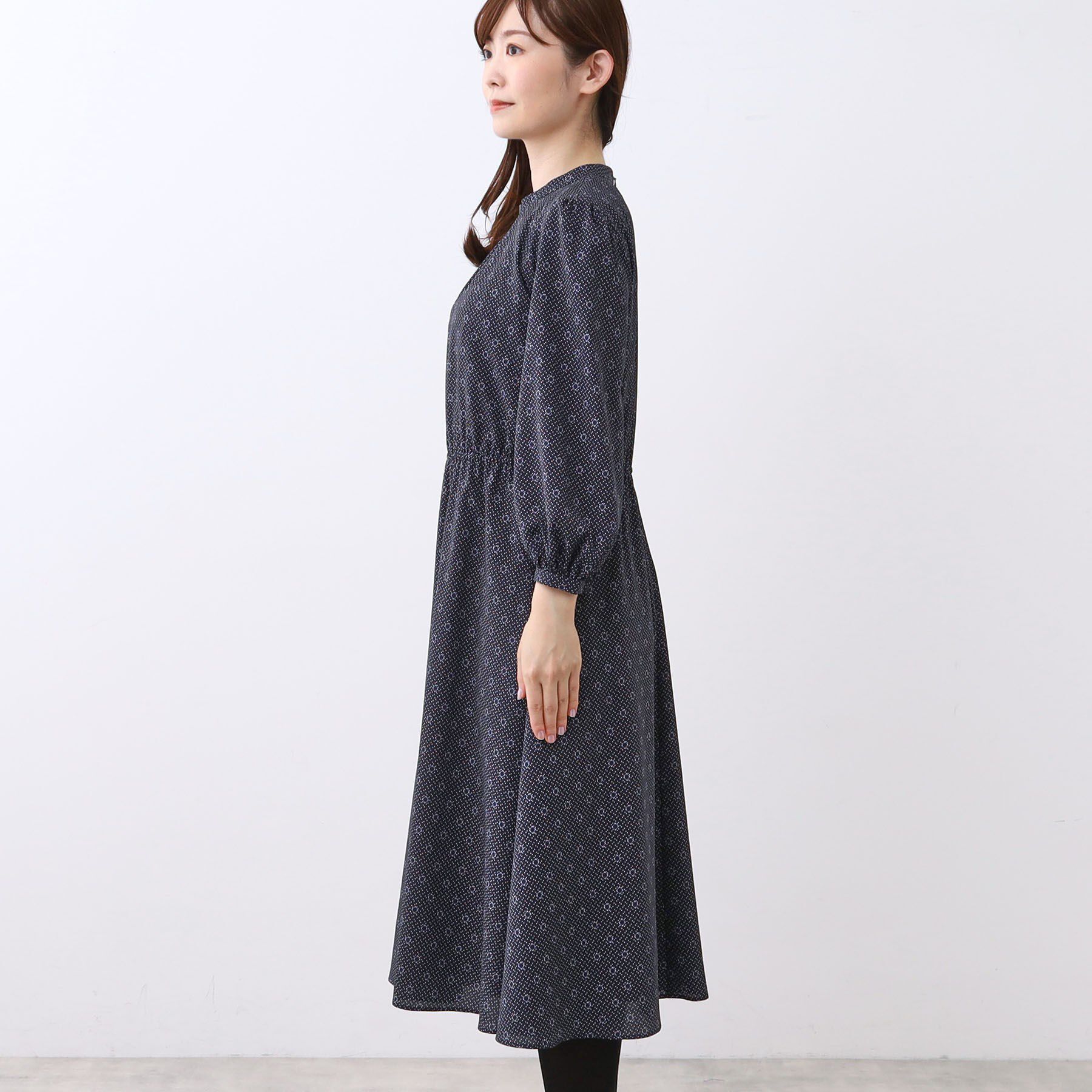 Reflect「【きちんと見え／通勤／セレモニーにおすすめ◎】ドット&times;ダイヤ柄ワンピース」|ワンピース|