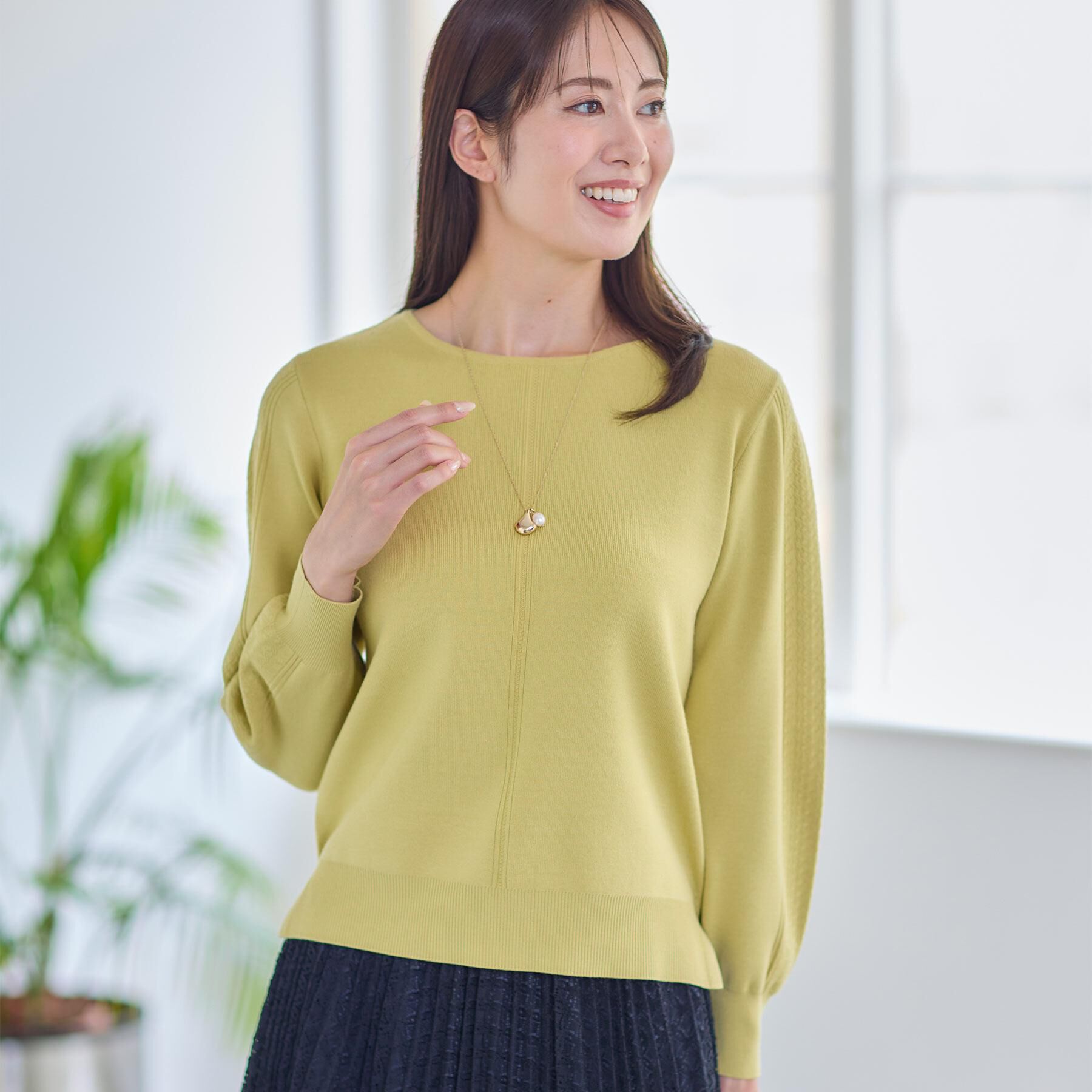 Reflect「【選べる6色／長く着られる◎】ボートネックニット」|ニット・セーター|マスタード(033)