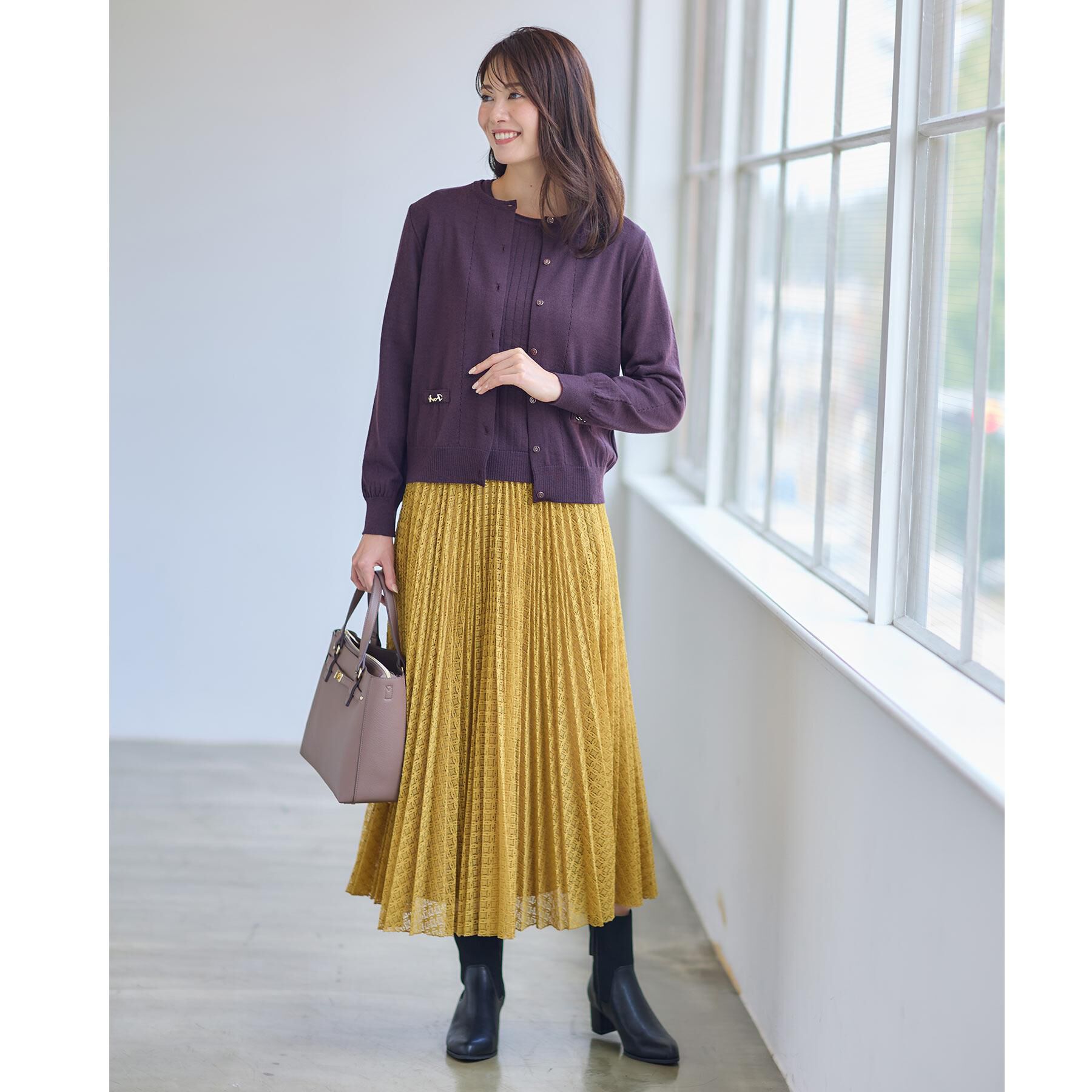 Reflect「【WEB先行カラーあり／軽い羽織に◎／アンサンブル可】透かし柄カーディガン」|カーディガン|