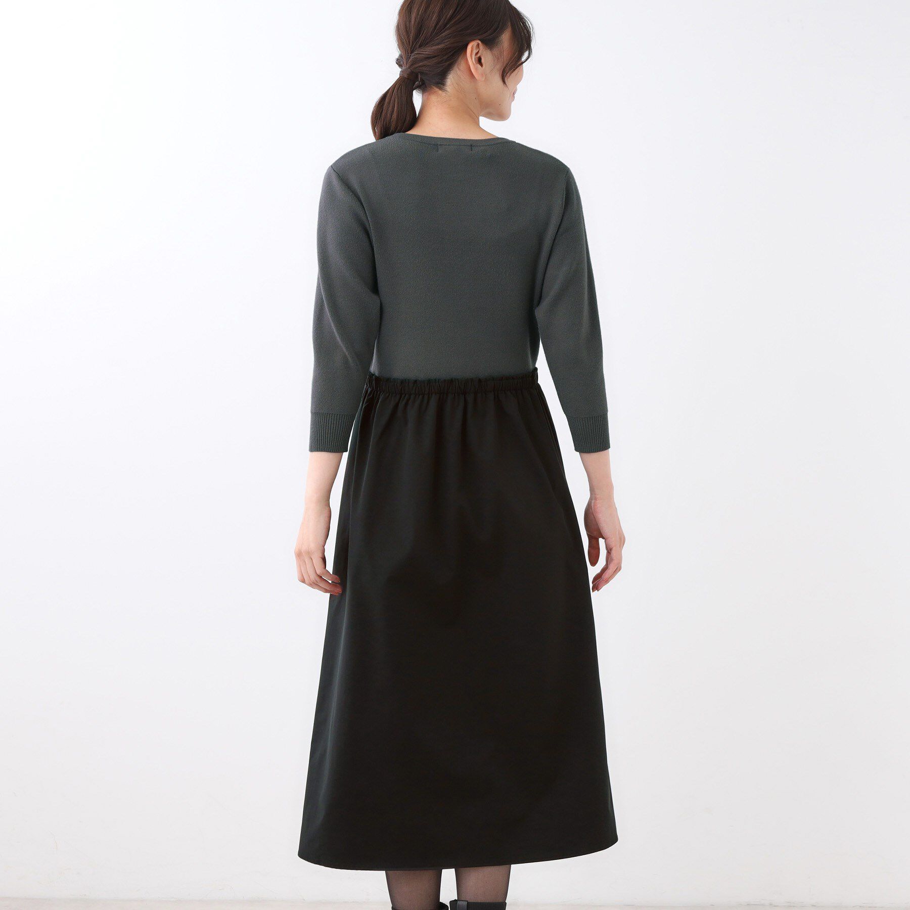 Reflect「【一枚で着映える◎／セットアップ可】ニット&times;タフタドッキングワンピース」|ワンピース|