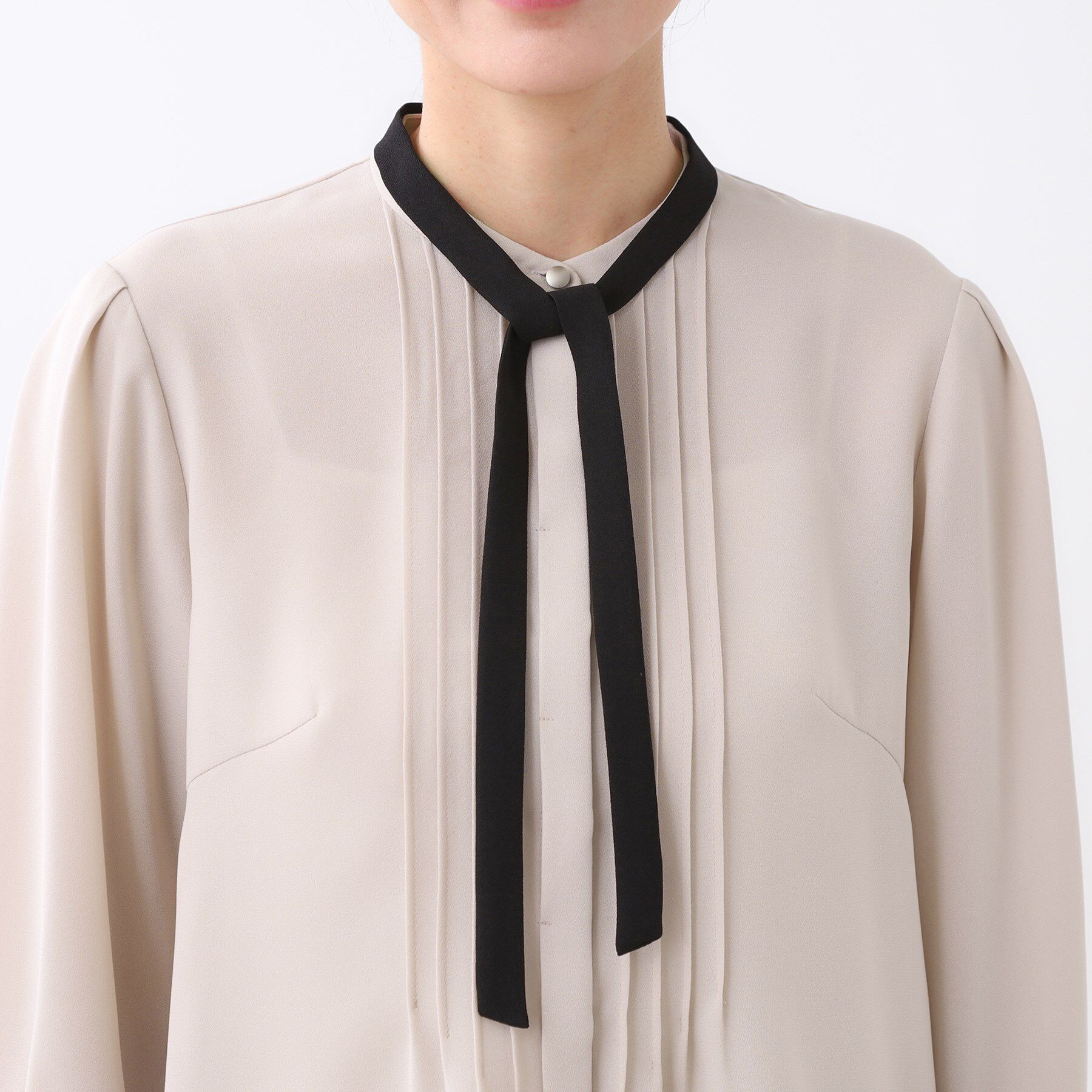 Reflect「【配色ボウタイ付き】八分袖ジョーゼットブラウス」|シャツ・ブラウス|