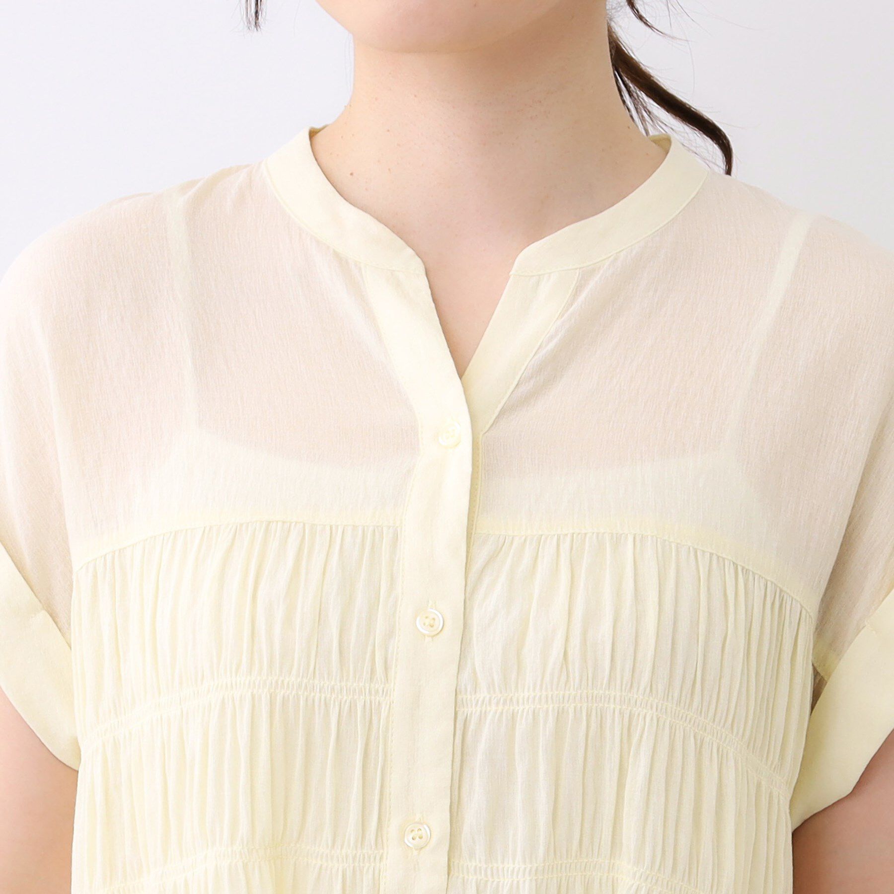 Reflect「【二の腕さりげなくカバー】シャーリングブラウス」|シャツ・ブラウス|