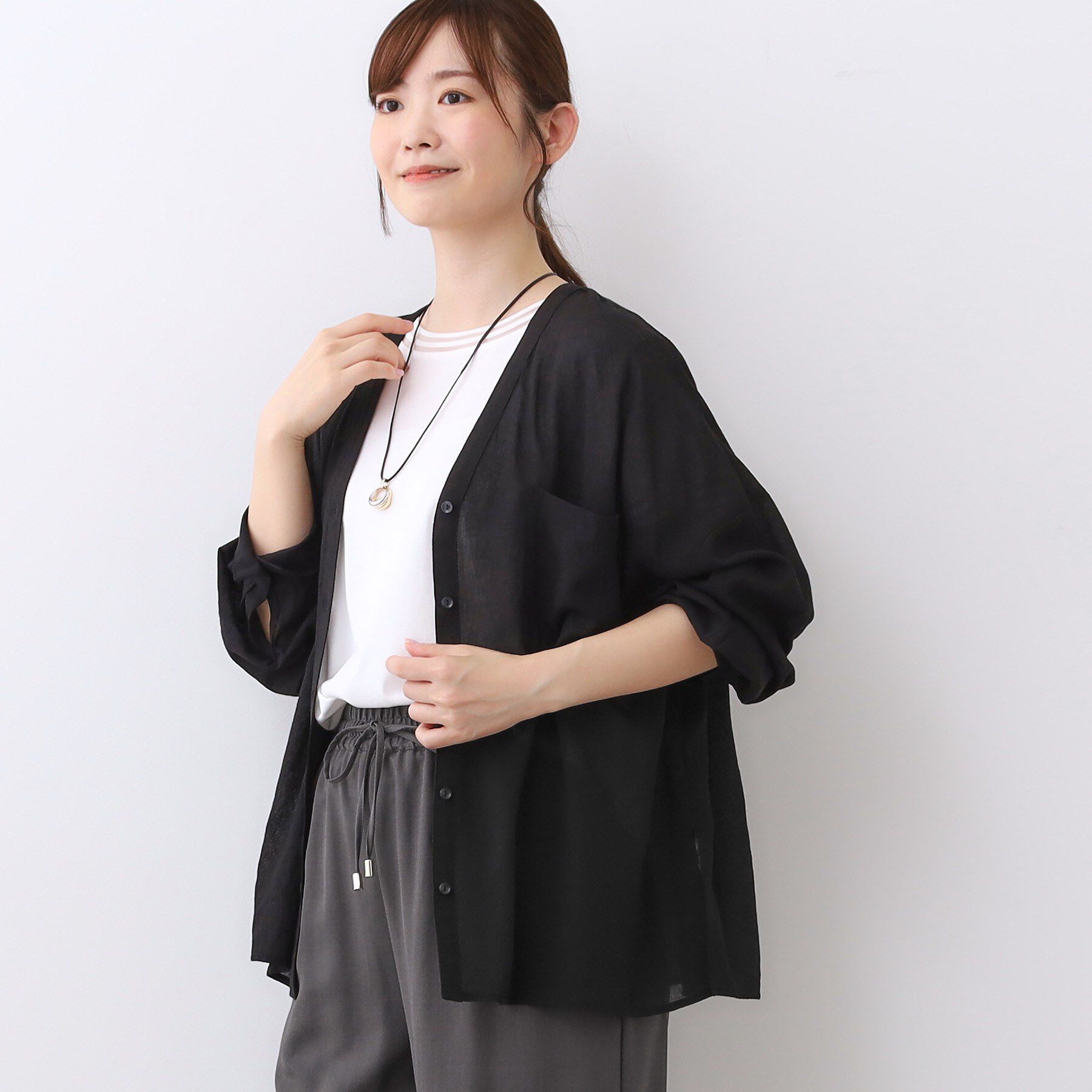 Reflect「【体型カバー】シャツ風カーディガン」|シャツ・ブラウス|