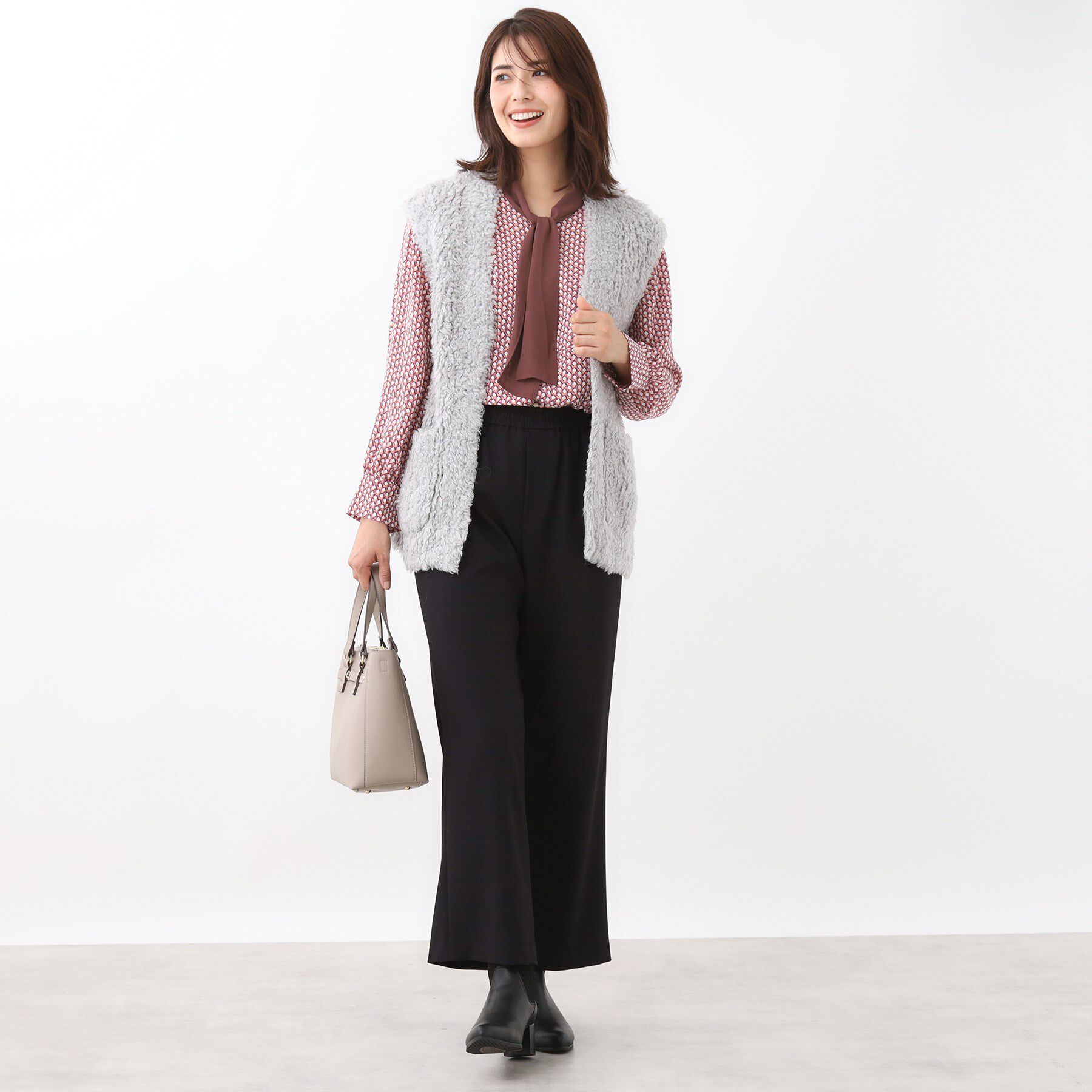 Reflect「【秋映え／ふんわり軽い／ゆったりシルエット】ファンシーヤーンベスト」|ベスト・ジレ|