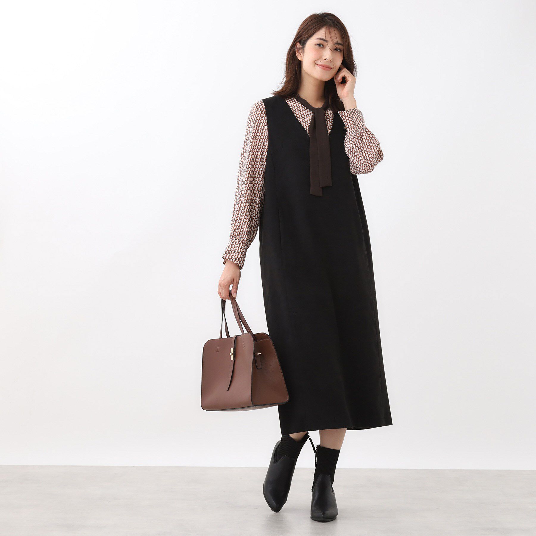 Reflect「【すっきりシルエット】スエードライクジャンパースカ―ト」|ワンピース|