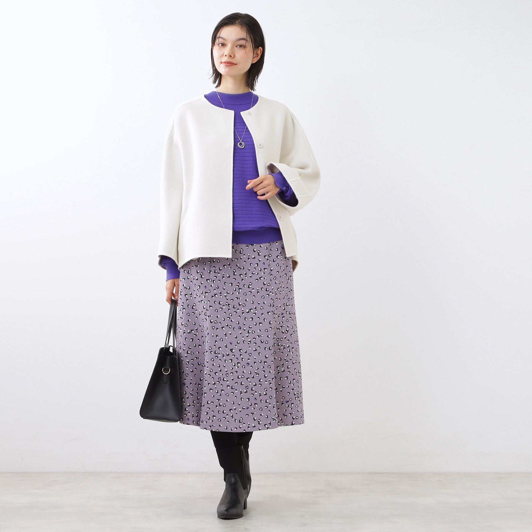 Reflect「リバー仕立てショートコート」|ノーカラーコート|