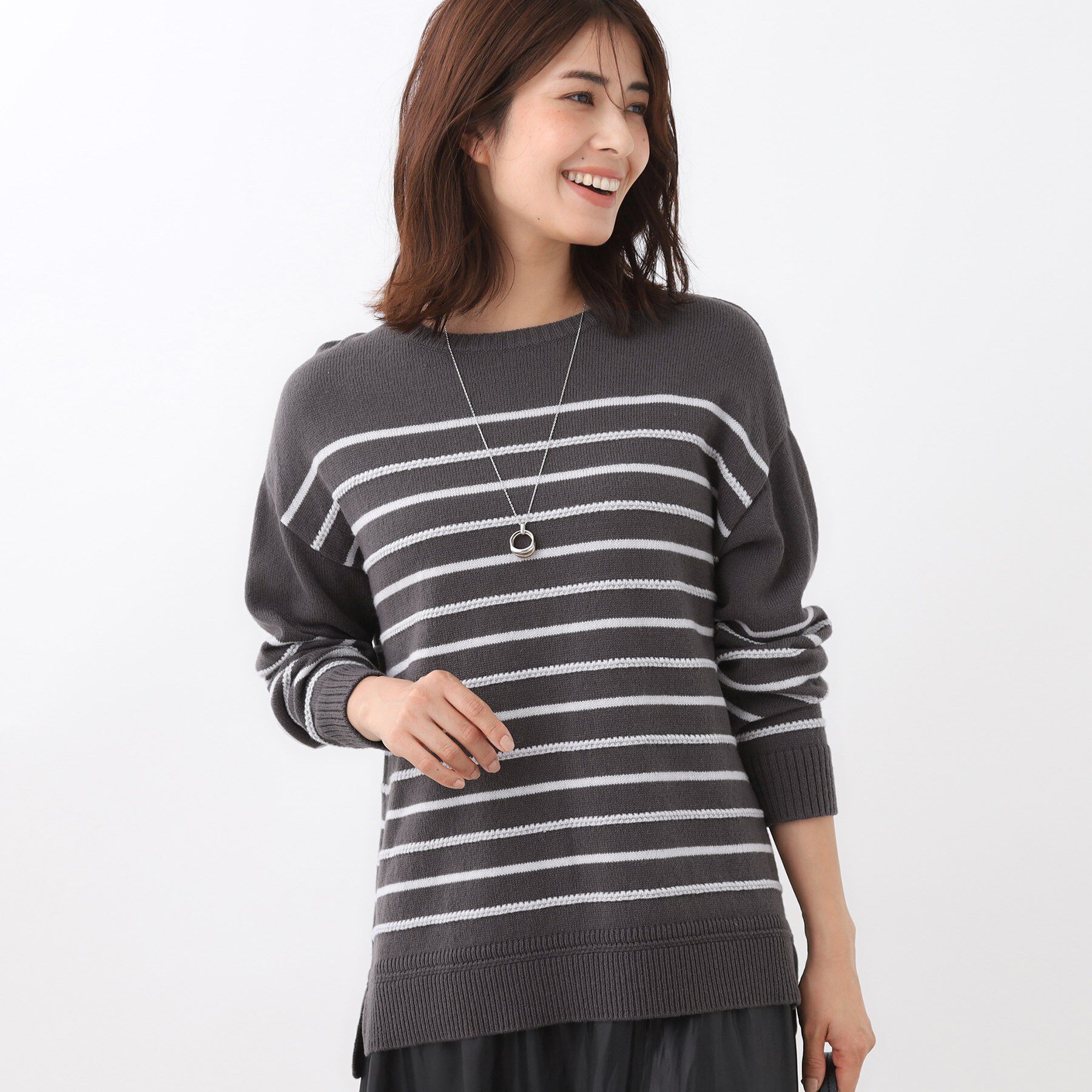 Reflect「【ゆったり着られる◎】ボートネックボーダーニット」|ニット・セーター|