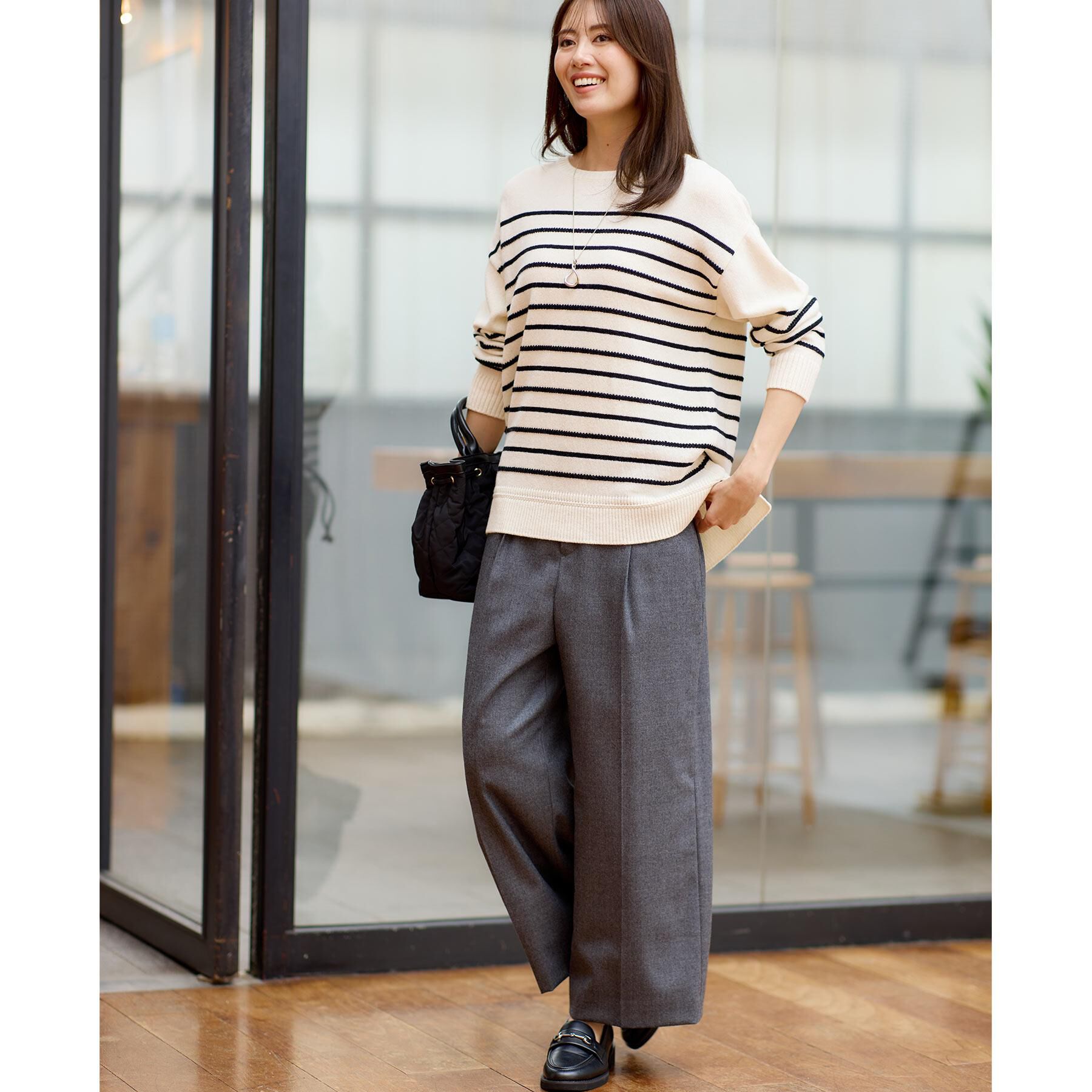 Reflect「【ゆったり着られる◎】ボートネックボーダーニット」|ニット・セーター|