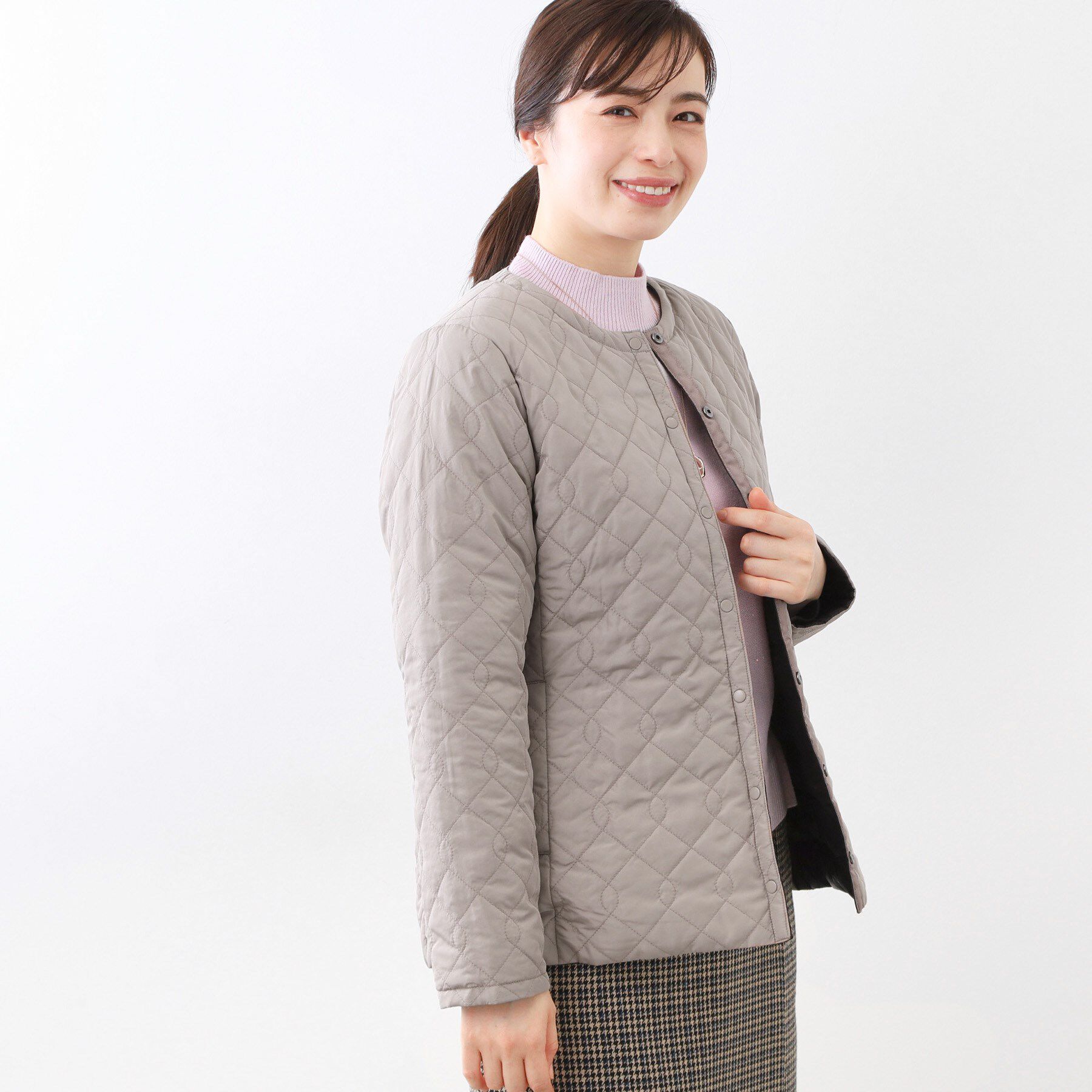 Reflect「【リバーシブルで着られる◎】ダイヤ柄キルトジャケット」|ダウン|