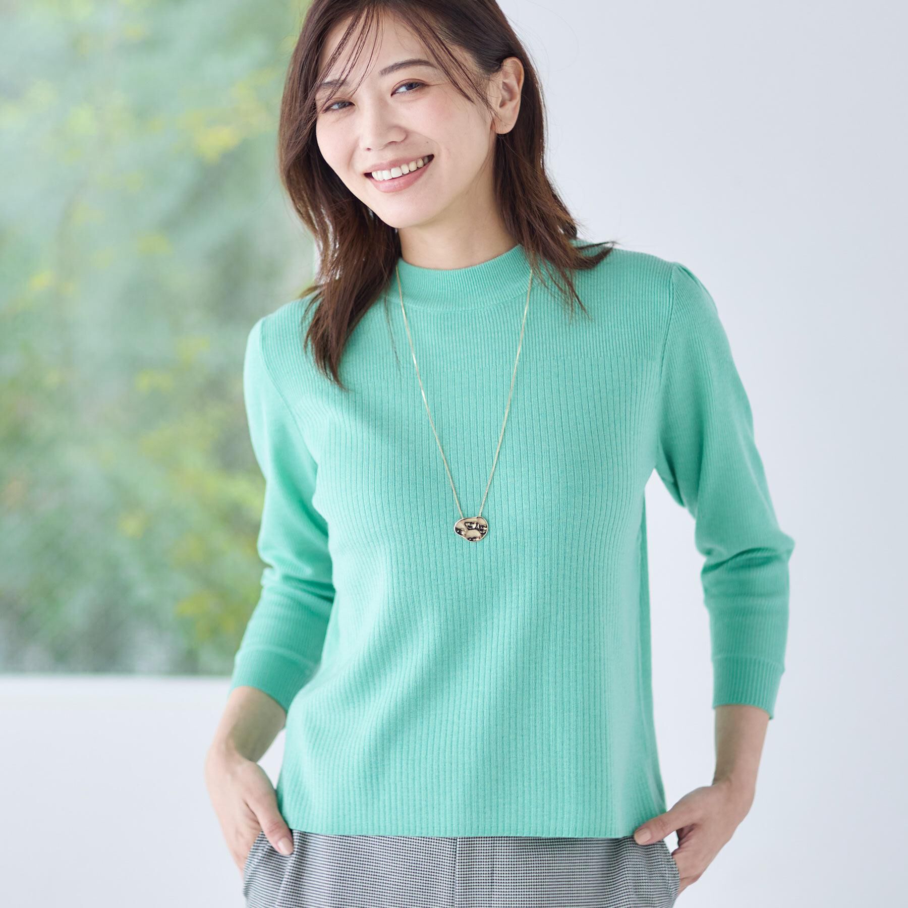 Reflect「【選べる5色／アンサンブル可】プチハイネックリブニット」|ニット・セーター|ミントグリーン(02