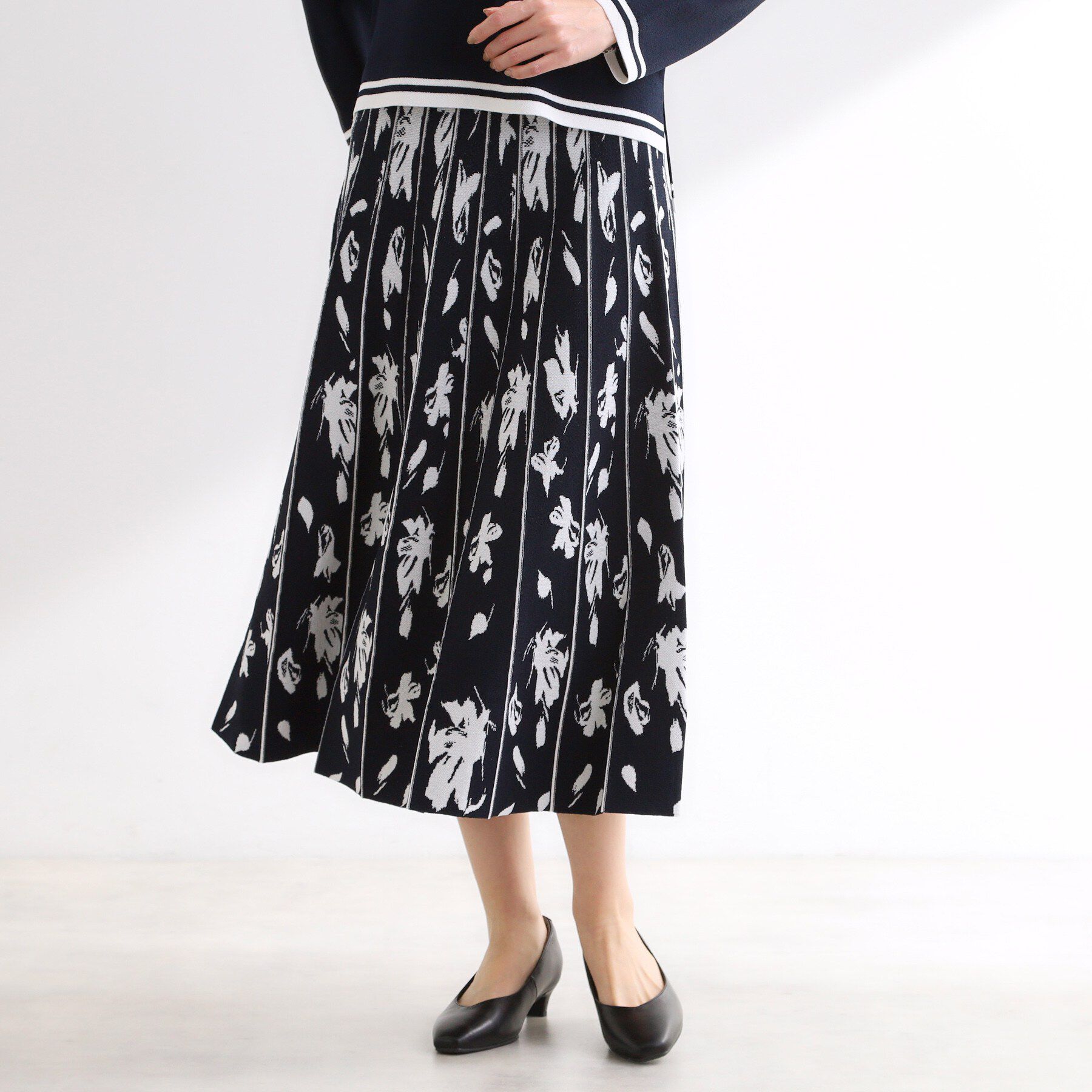 Reflect「【セットアップ可】ダブルジャカードニットフレアスカート」|スカート|