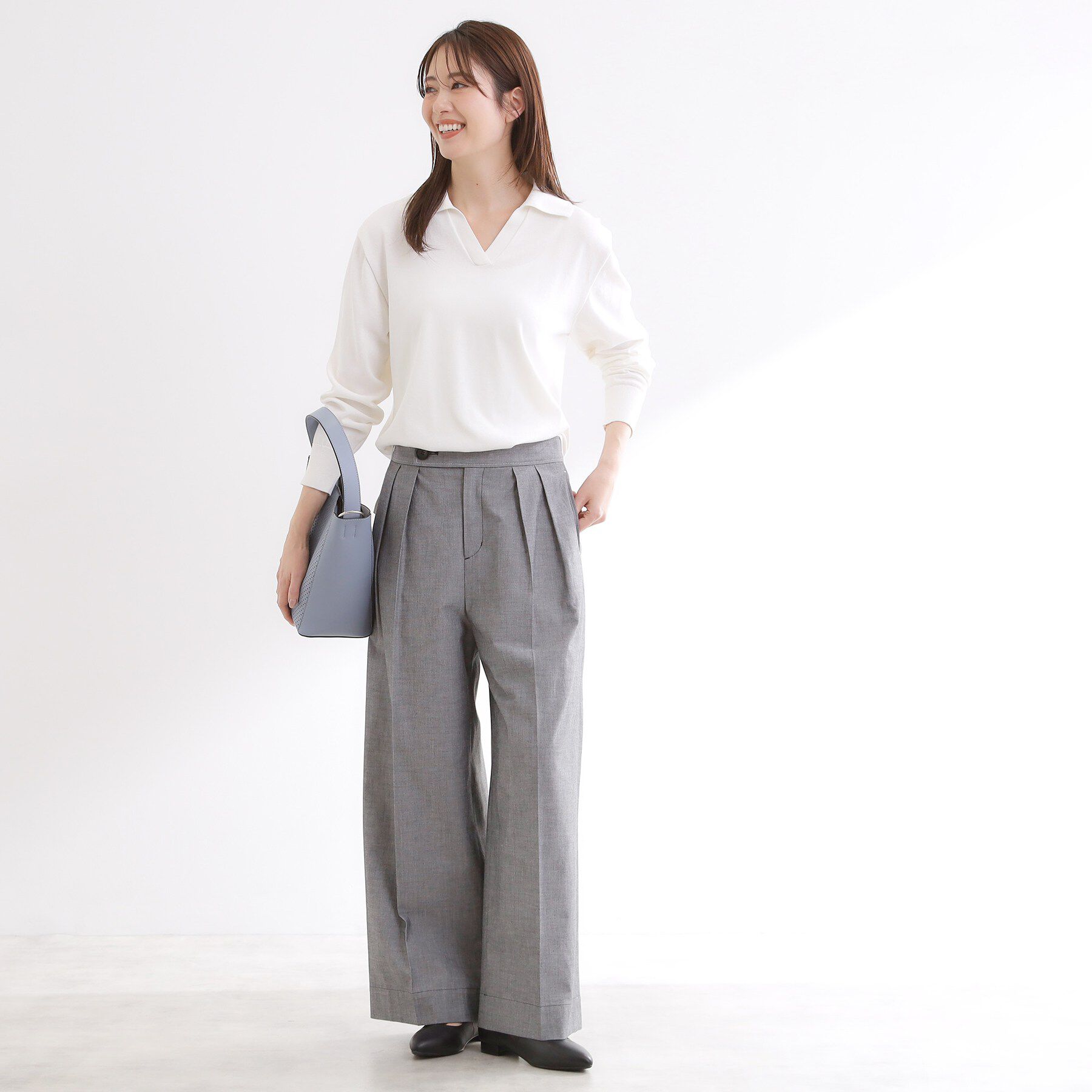 Reflect「スキッパーネックニットプルオーバー」|ニット・セーター|