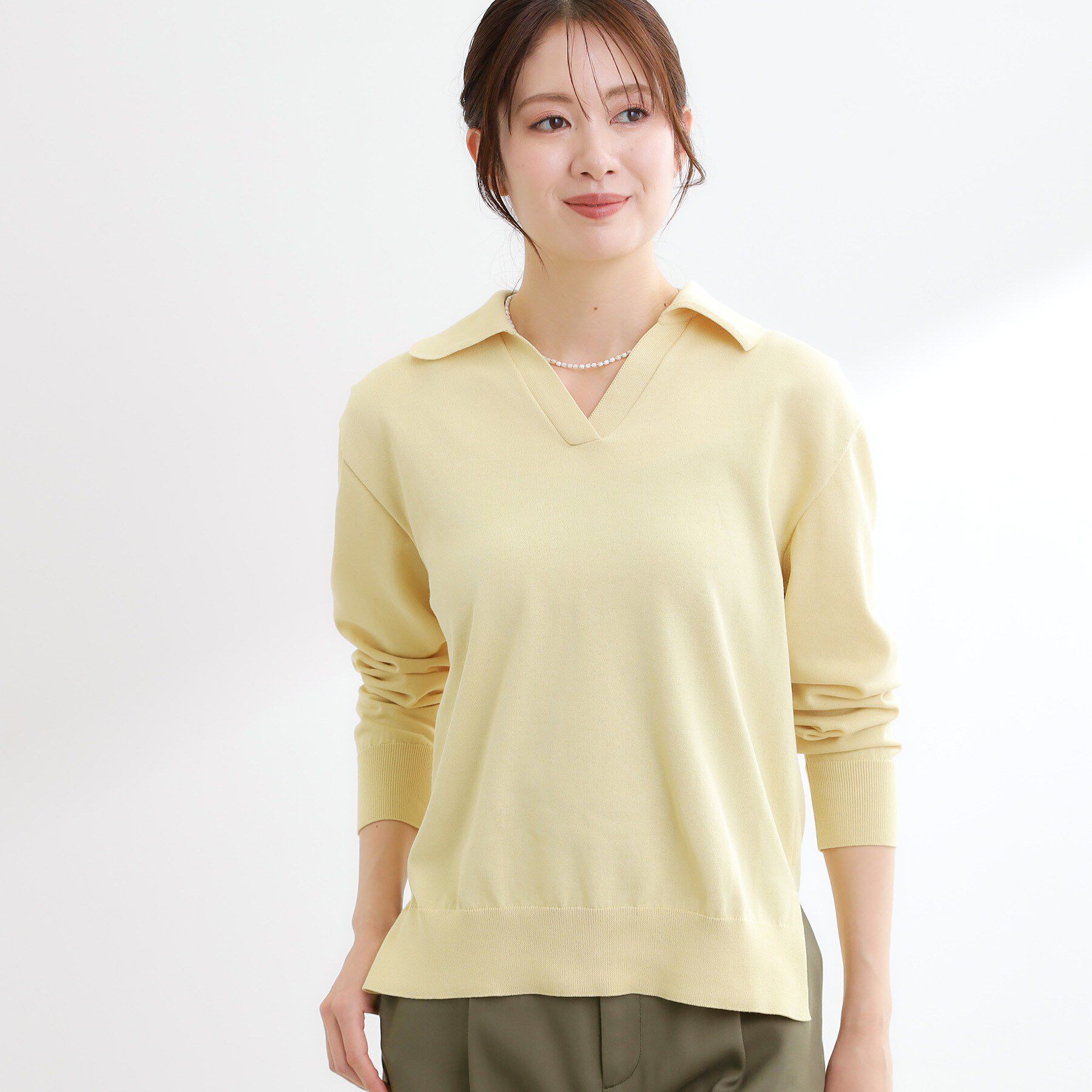 Reflect「スキッパーネックニットプルオーバー」|ニット・セーター|