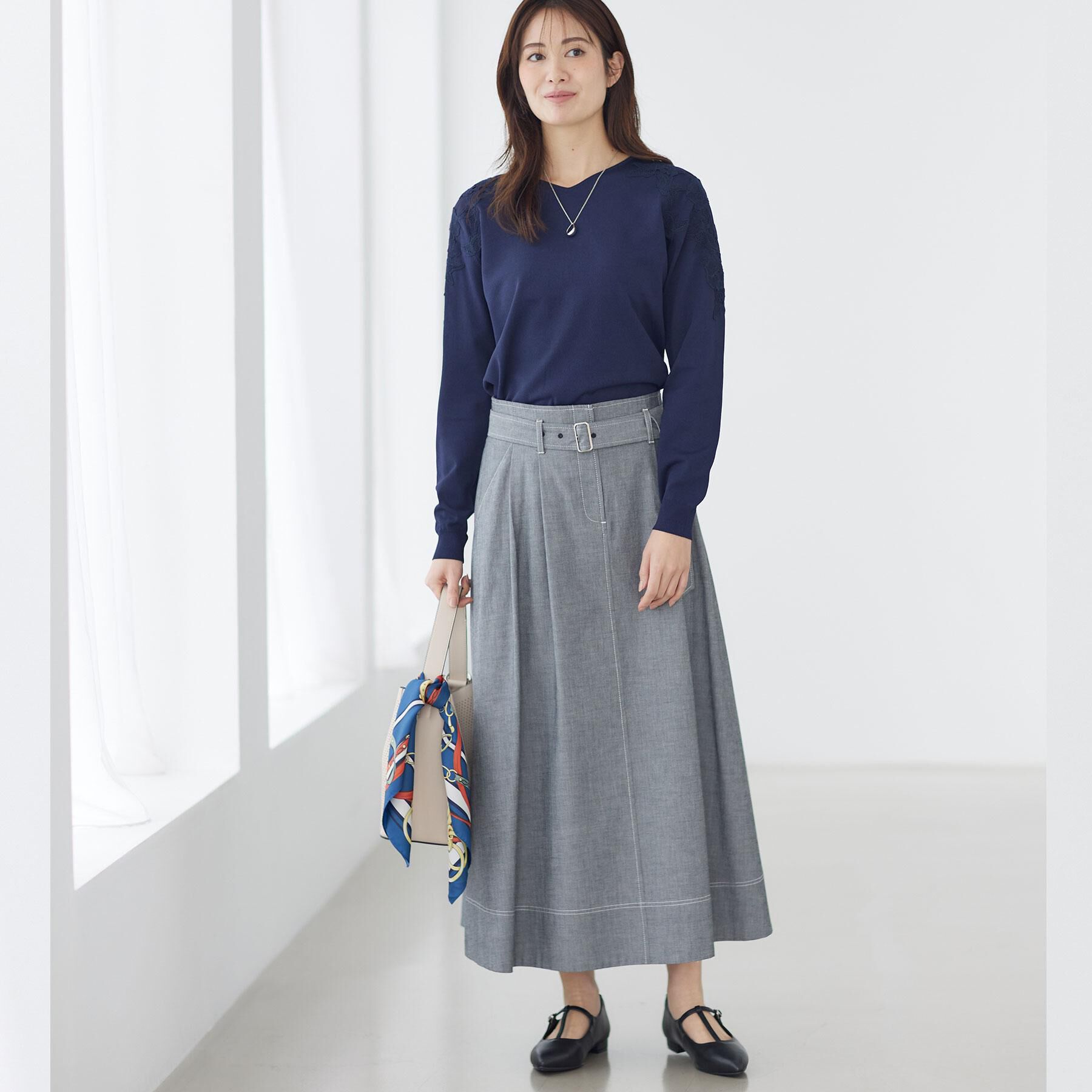 Reflect「レースデザインスリーブニットプルオーバー」|ニット・セーター|