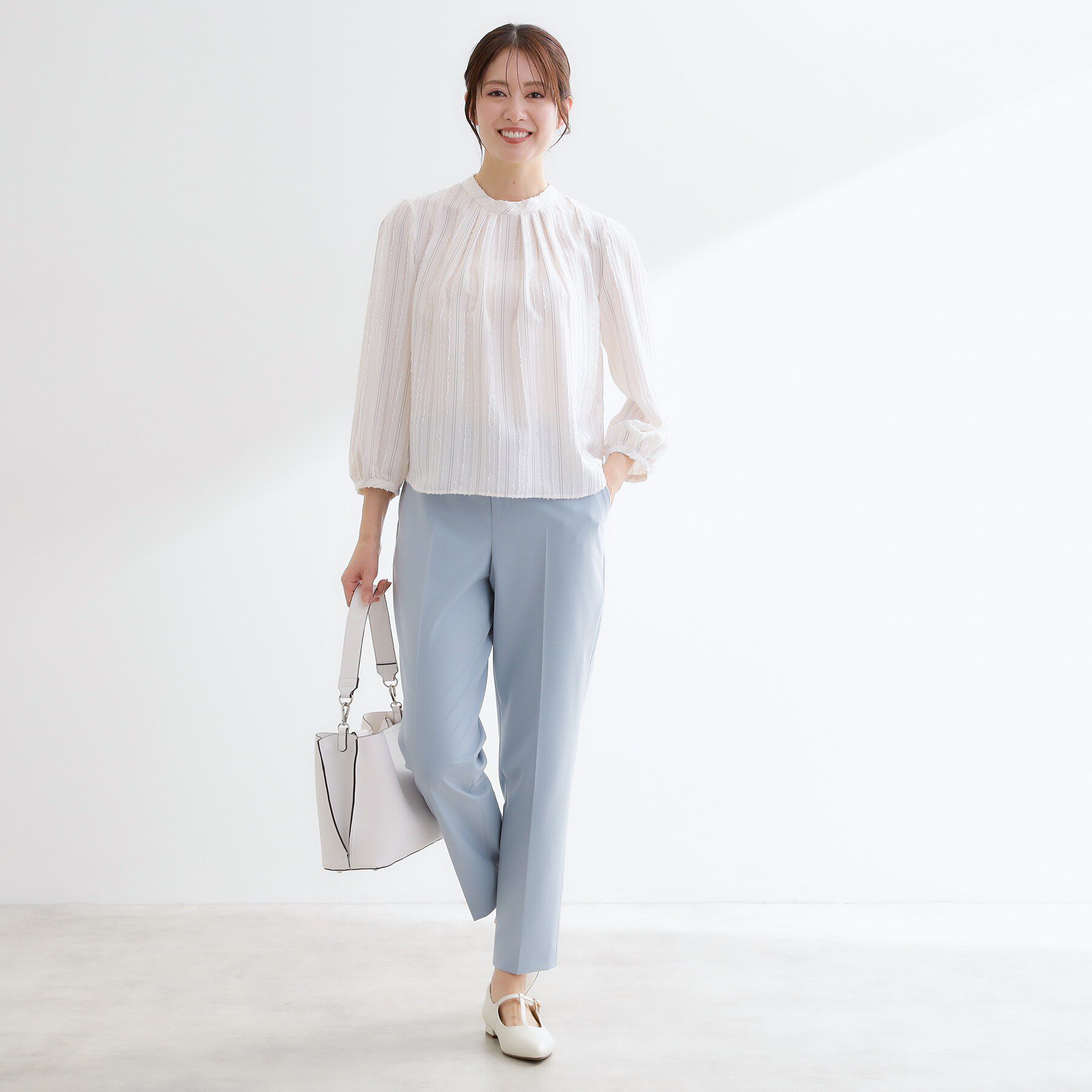 Reflect「【セットアップ可】ストライプ柄ジャカードブラウス」|シャツ・ブラウス|