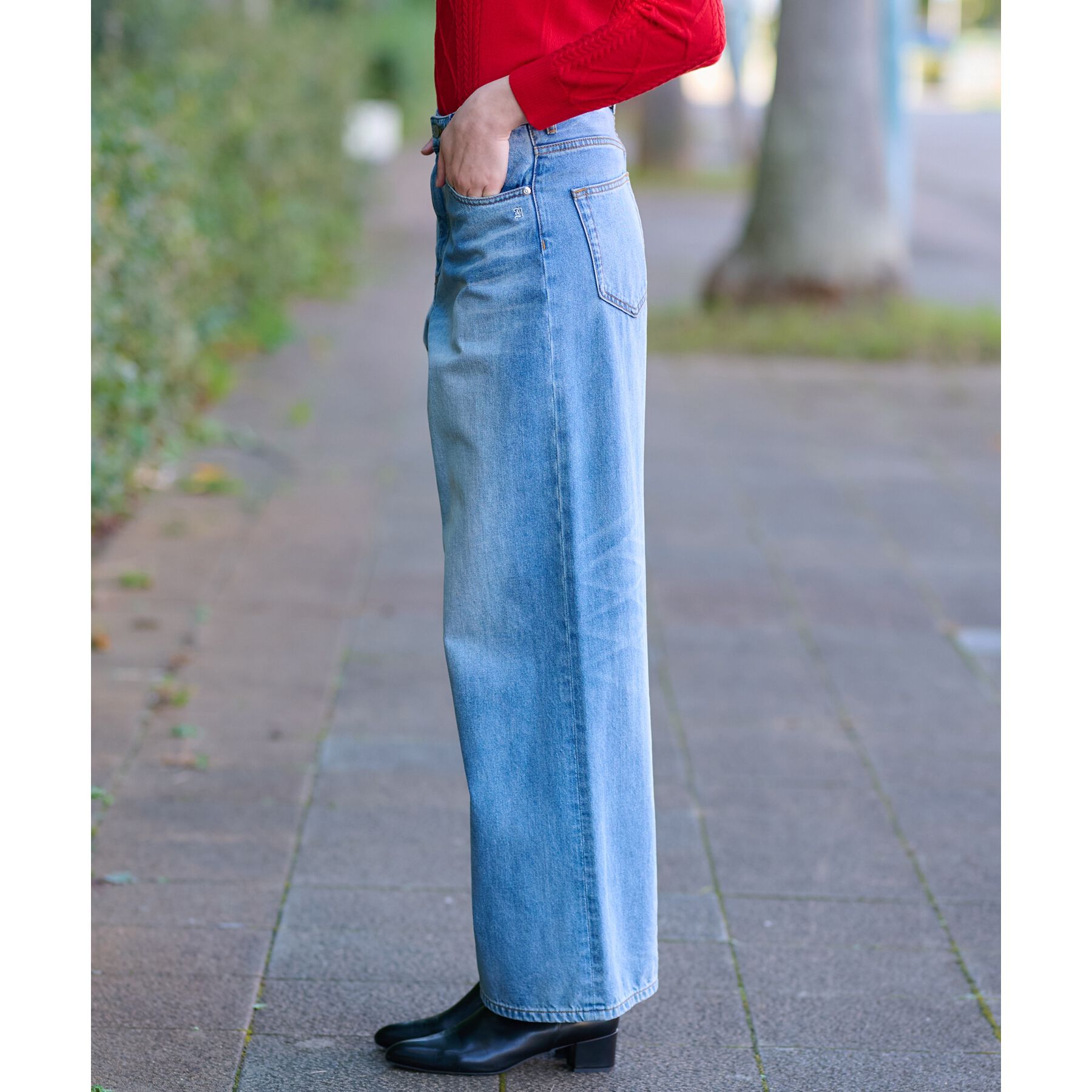 DRESSTERIOR「ヴィンテージ加工ワイドデニムパンツ」|デニム|