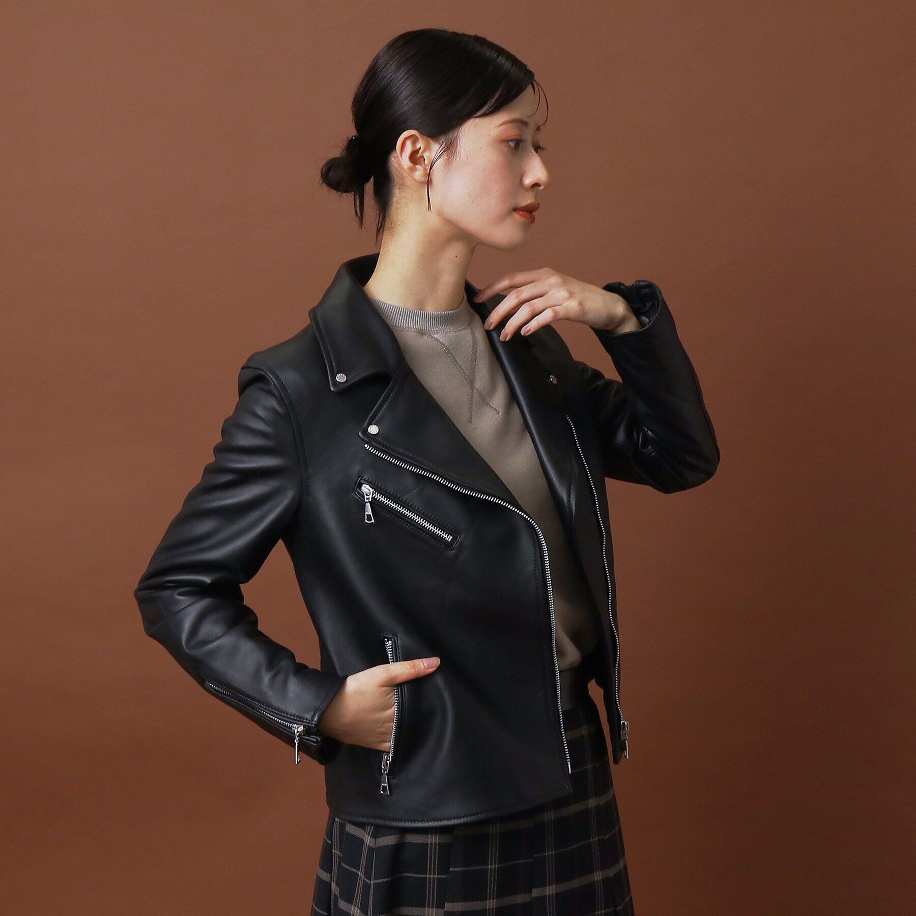 DRESSTERIOR「【本革】ラムレザーライダースジャケット」|ライダースジャケット|