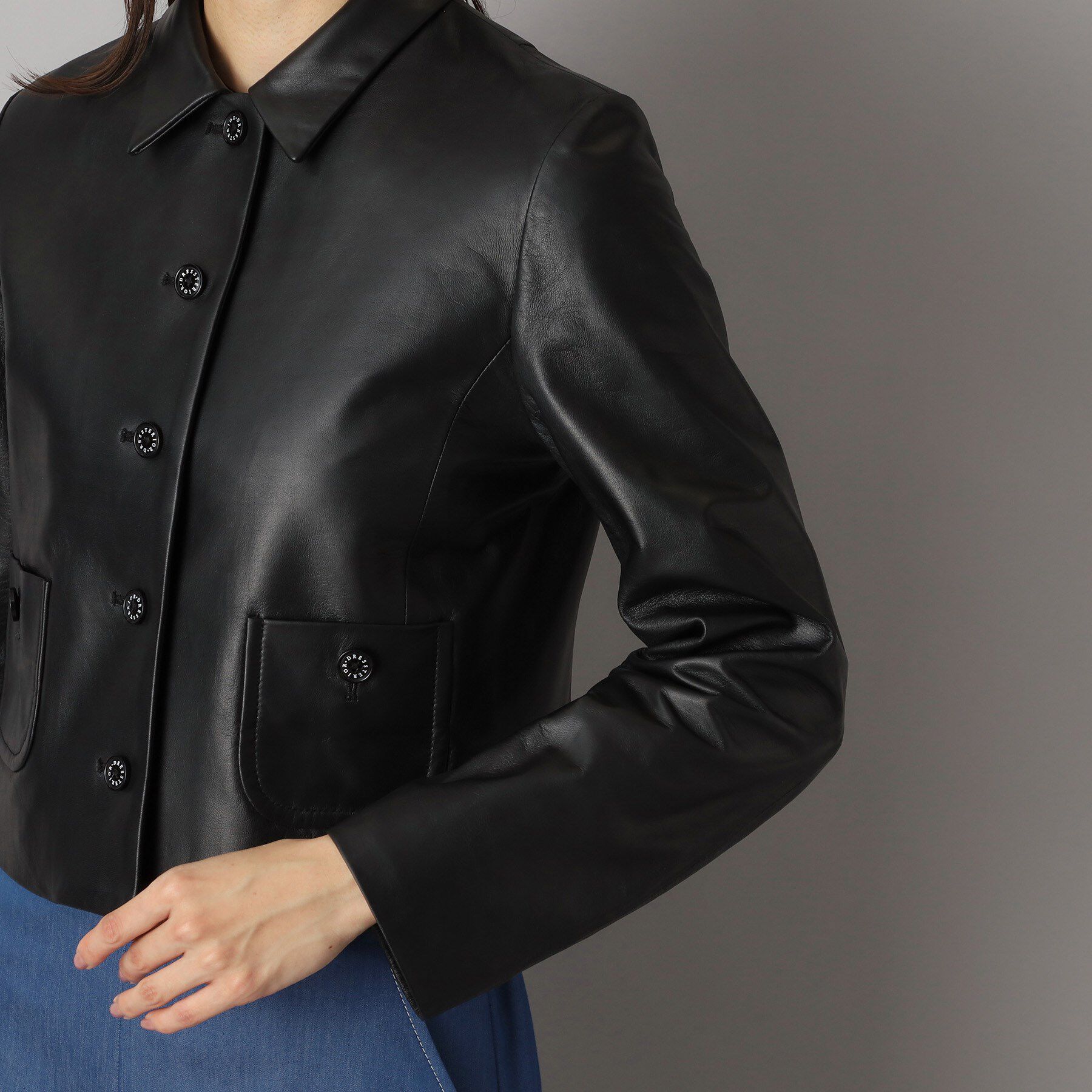 DRESSTERIOR「【本革】ラムレザーミニマルジャケット」|ブルゾン・スタジャン|