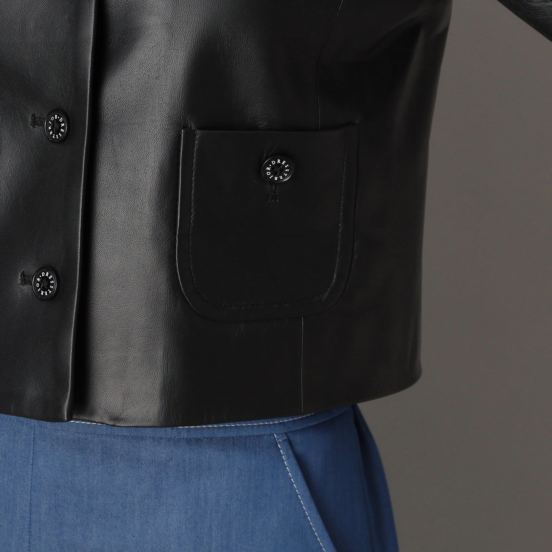 DRESSTERIOR「【本革】ラムレザーミニマルジャケット」|ブルゾン・スタジャン|