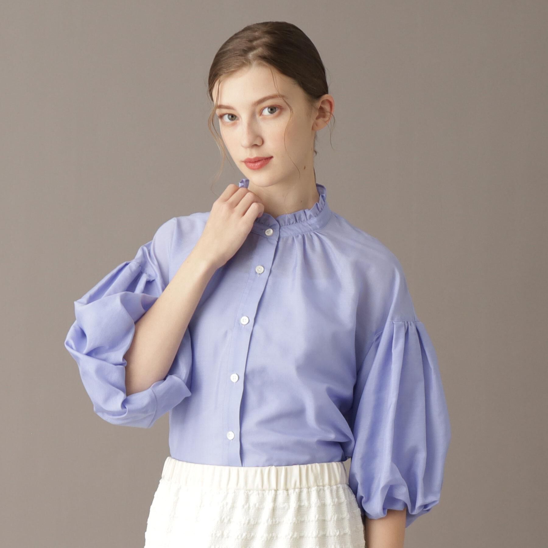 DRESSTERIOR「【洗える】スタンドフリルボリュームスリーブブラウス」|シャツ・ブラウス|